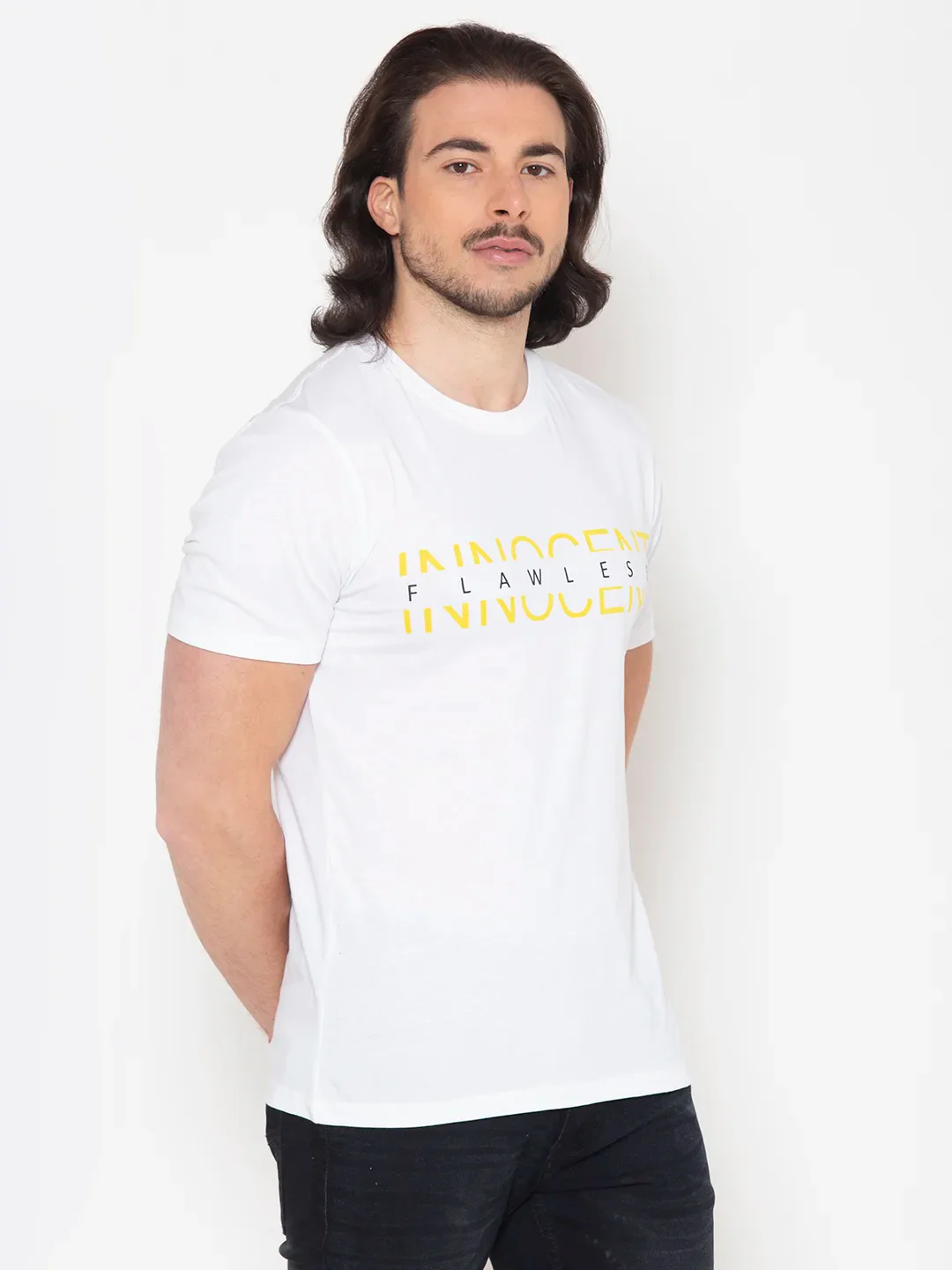 Flawless Innocent White Printed T-Shirt For Men - Image 5