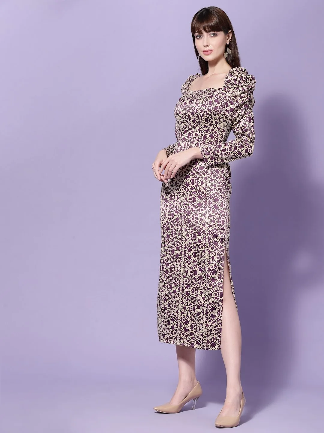 Flawless Women Printed Maxi Medium Slit Dress | CICELY - Image 3