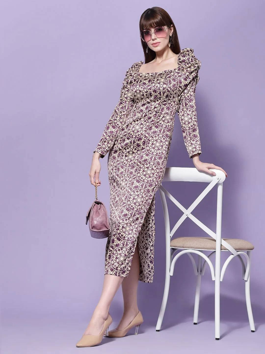 Flawless Women Printed Maxi Medium Slit Dress | CICELY - Image 5
