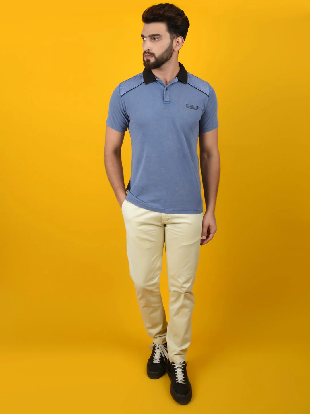 Flawless Men Blue Polo T-Shirt | 100% Cotton Pique | VINTAGE IRIS - Image 6