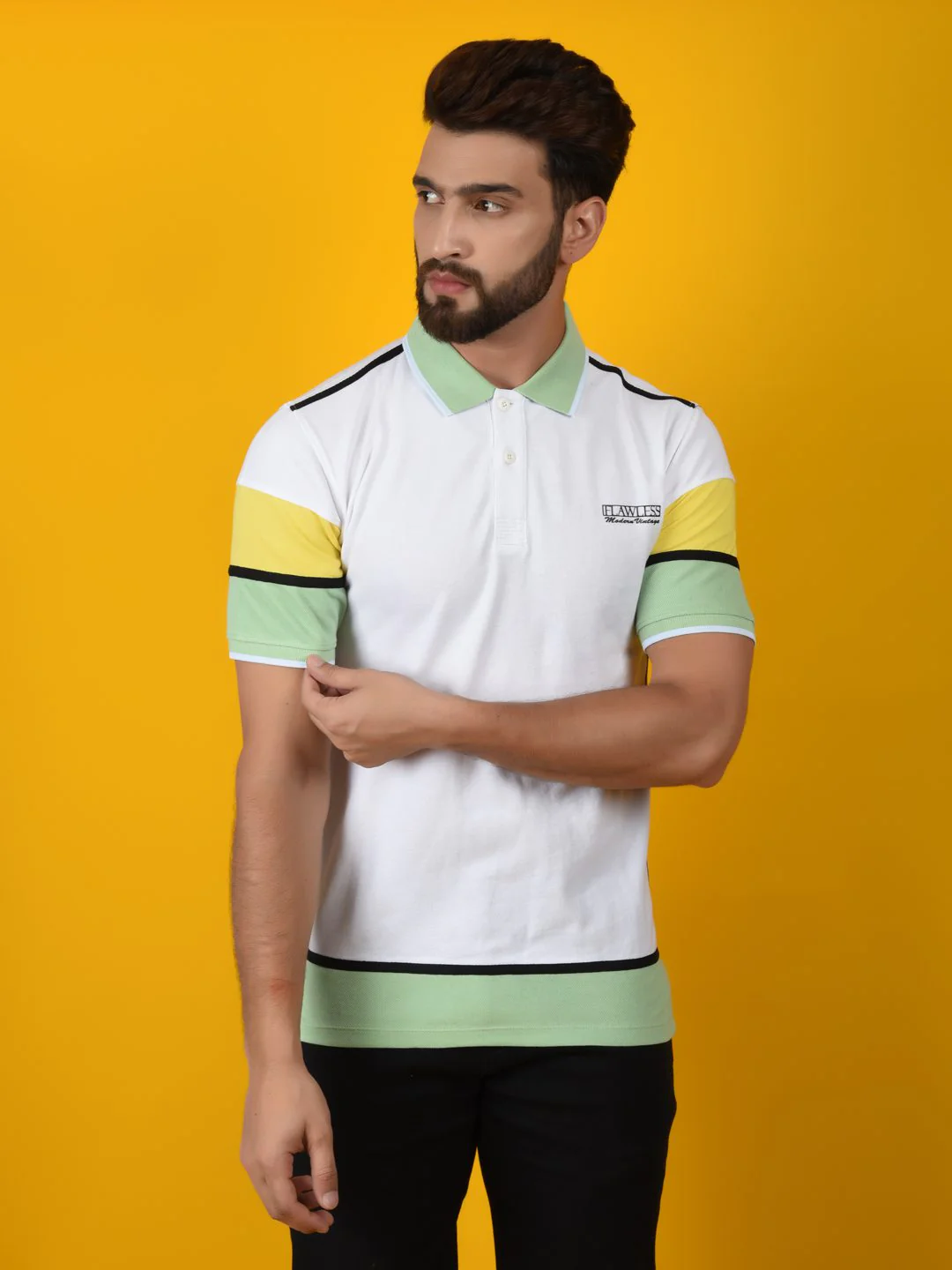 Flawless Men Trendy Multicolor Polo T-Shirt | HERCULES - Image 4