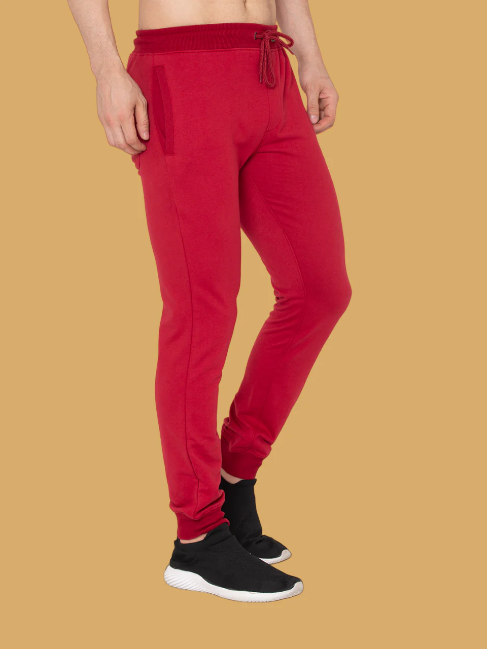 Flawless Letest Men Red Solid Jogger - Image 5