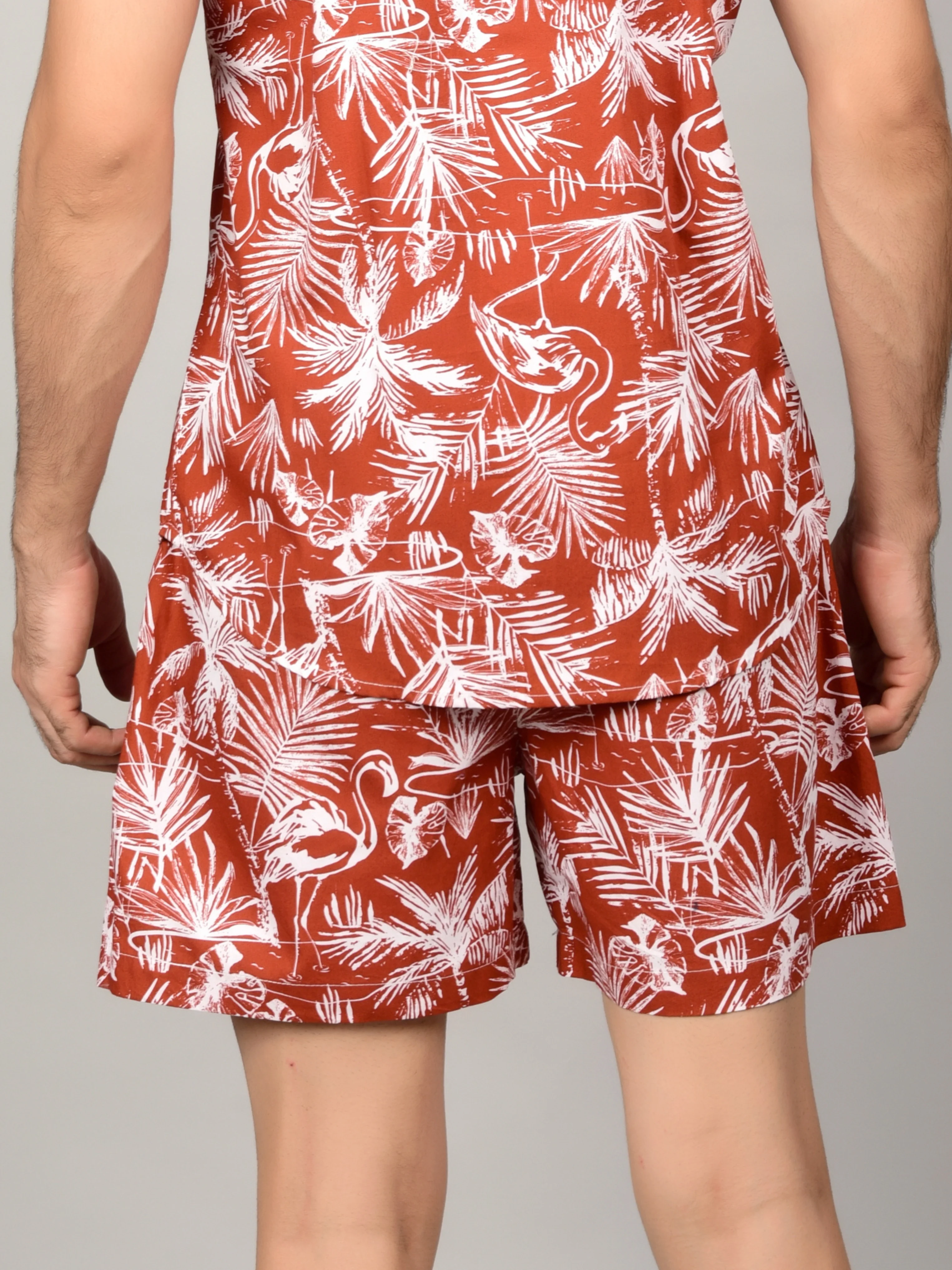 Men's Crimson Red Floral Shorts - Floral or Leaf Inspired Print - Image 3