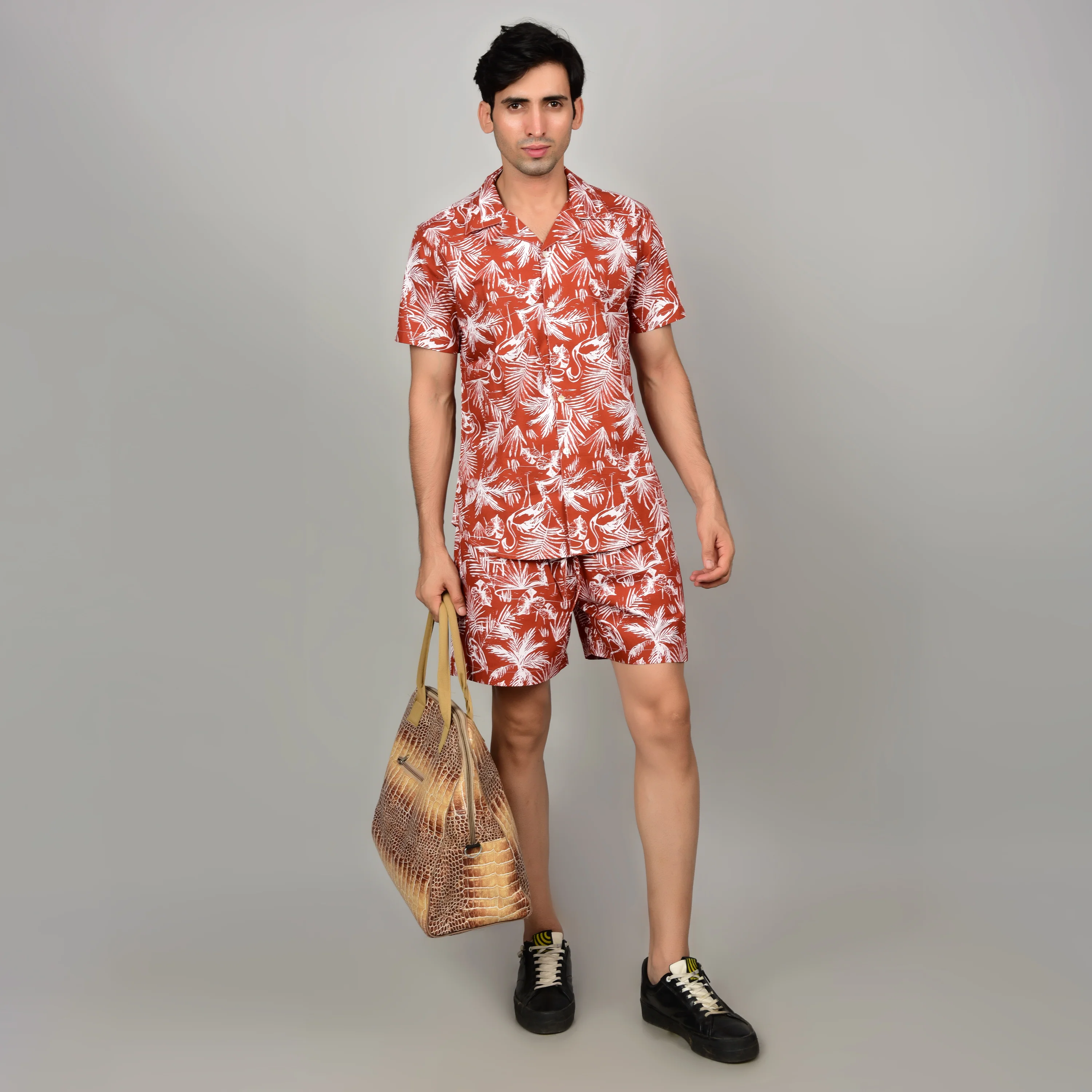 Men's Crimson Red Floral Shorts - Floral or Leaf Inspired Print - Image 5