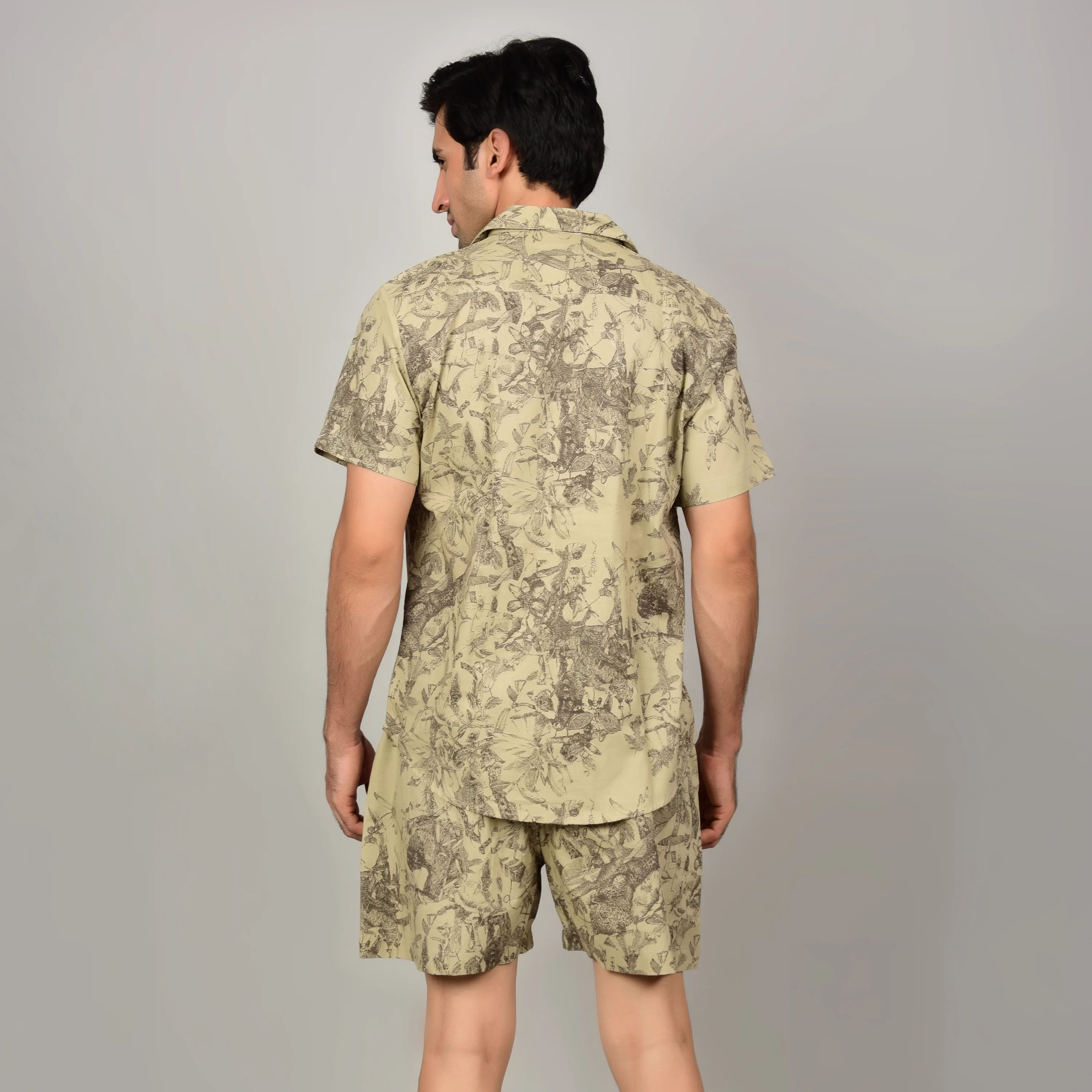 Men's Light Olive Cord Shirt & Short Set - Image 3