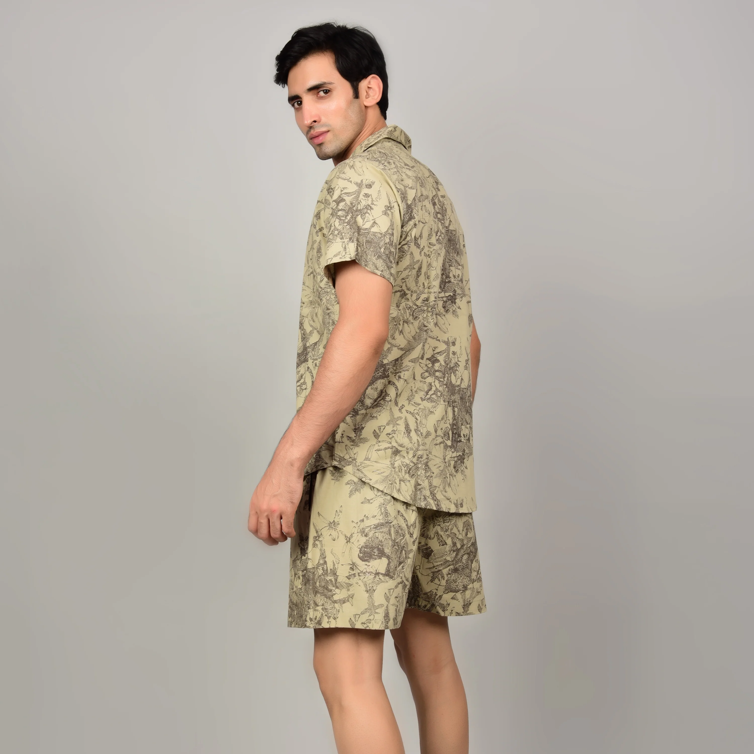 Men's Light Olive Cord Shirt & Short Set - Image 5