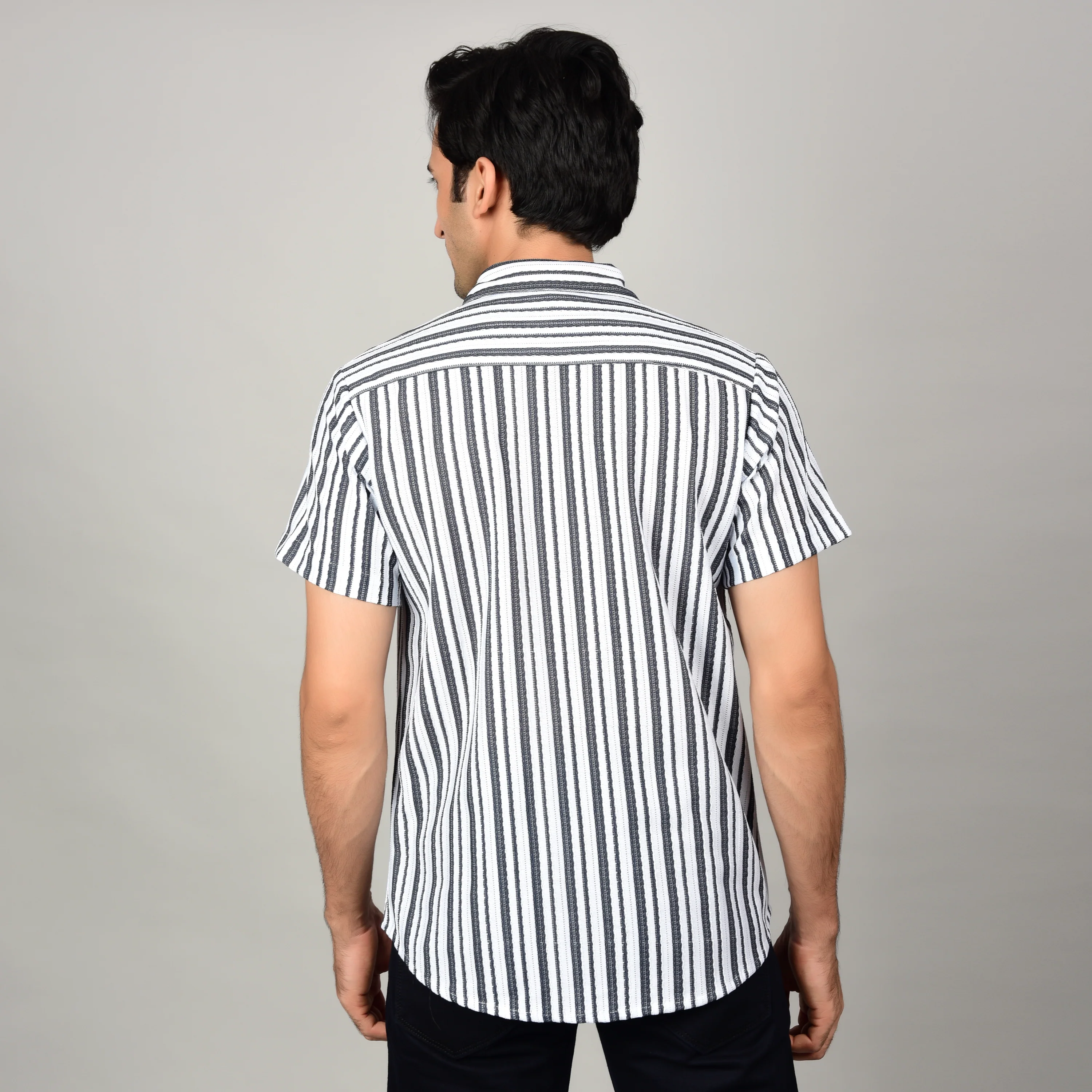 Men's Textured Classic Black & White Shirt - Image 6