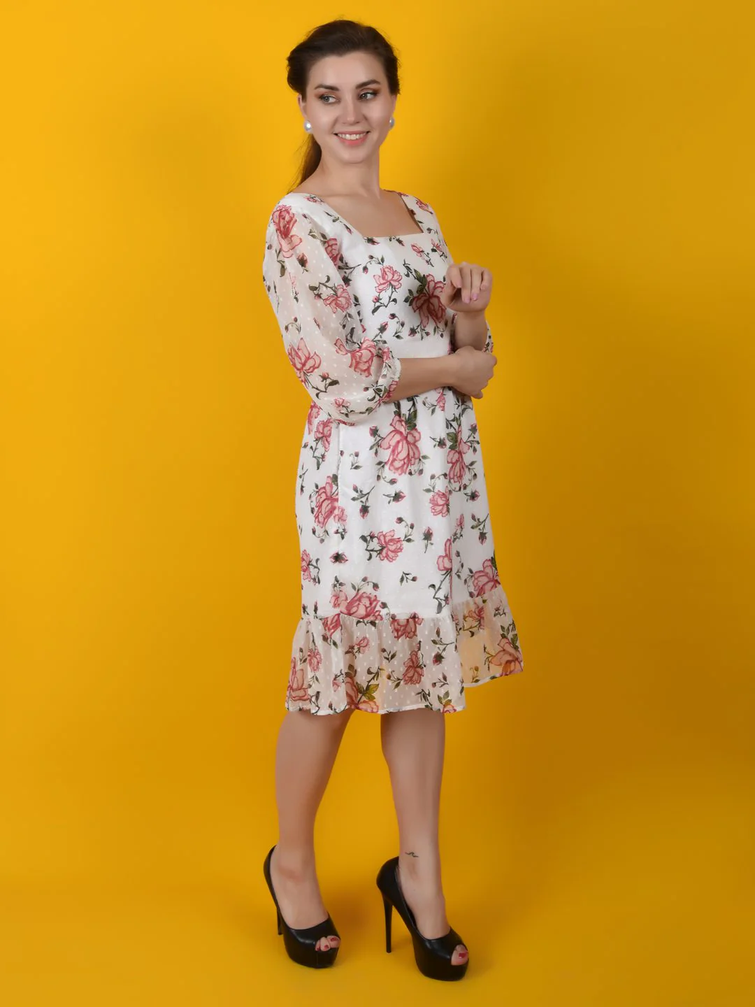 Flawless Women Trendy Rose Printed Midi Dress | LUCY - Image 3
