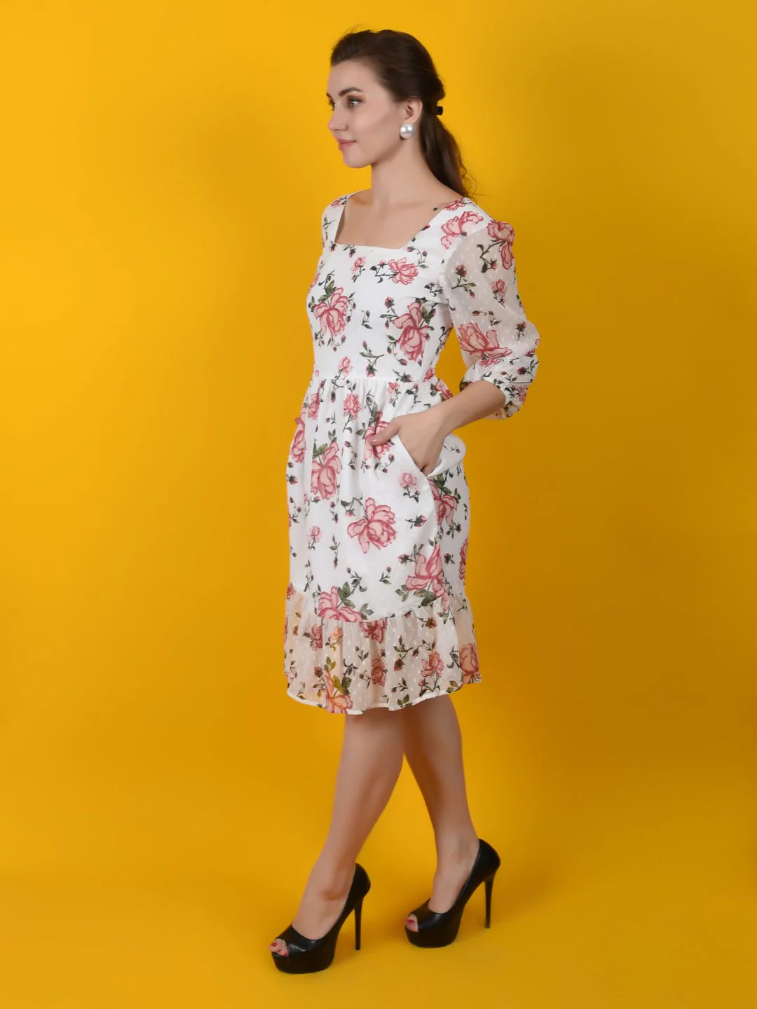 Flawless Women Trendy Rose Printed Midi Dress | LUCY - Image 4