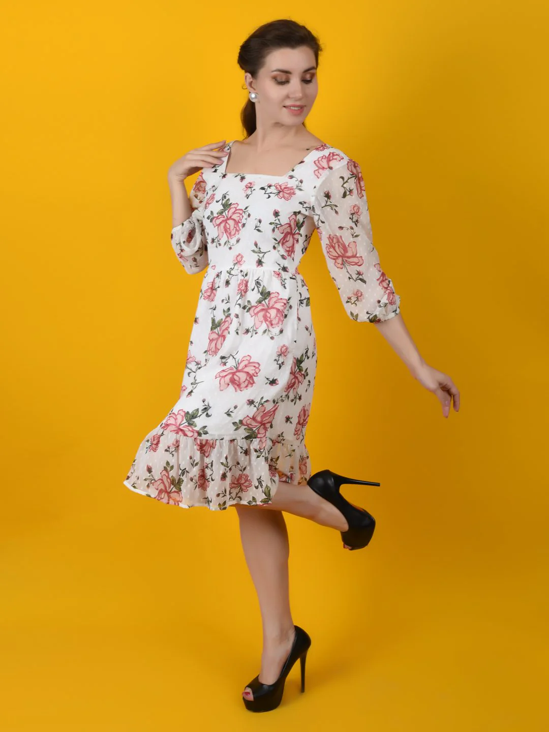 Flawless Women Trendy Rose Printed Midi Dress | LUCY - Image 5