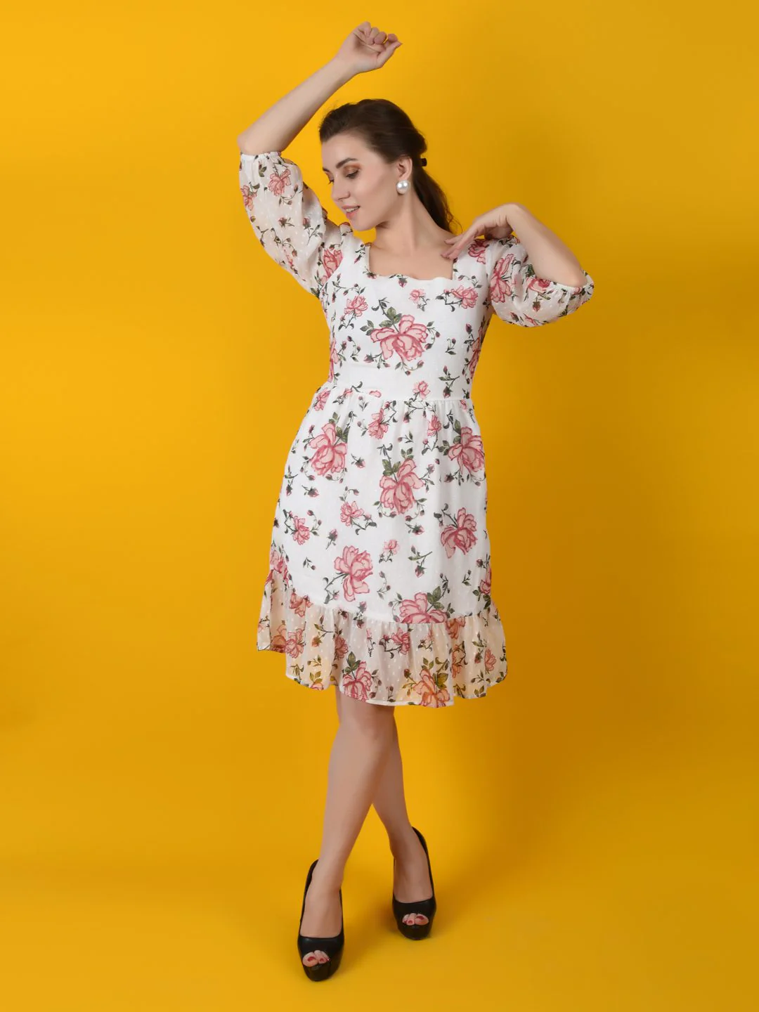 Flawless Women Trendy Rose Printed Midi Dress | LUCY - Image 6