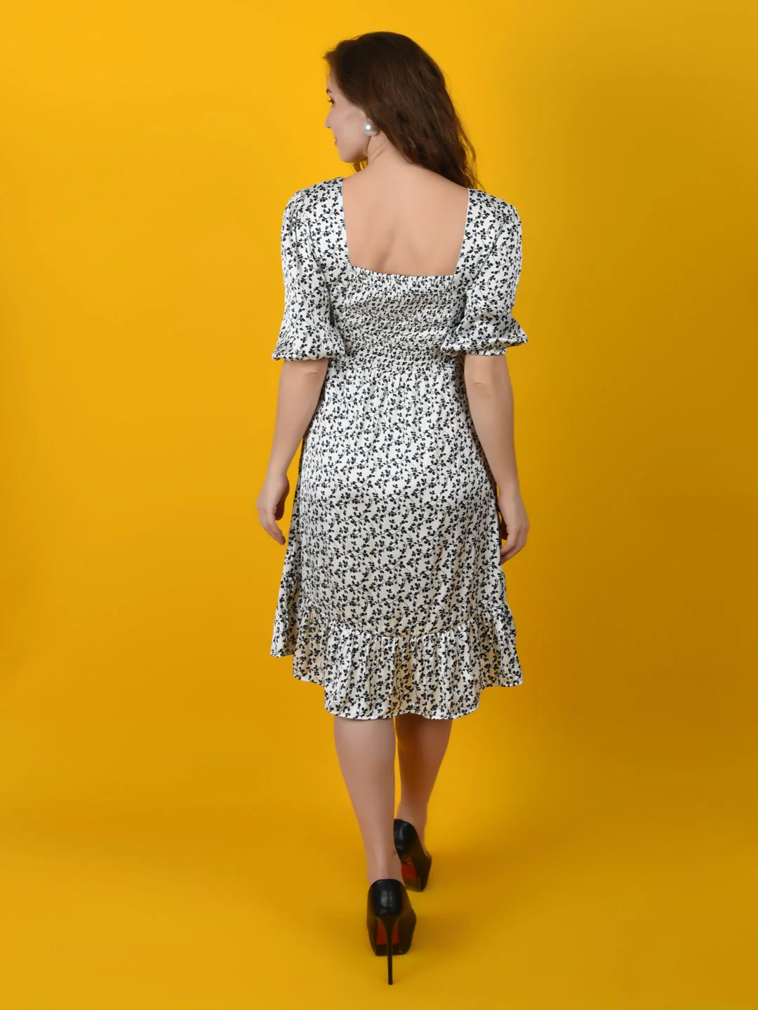 Flawless Women White Black Print Midi Dress | SANDRA - Image 3