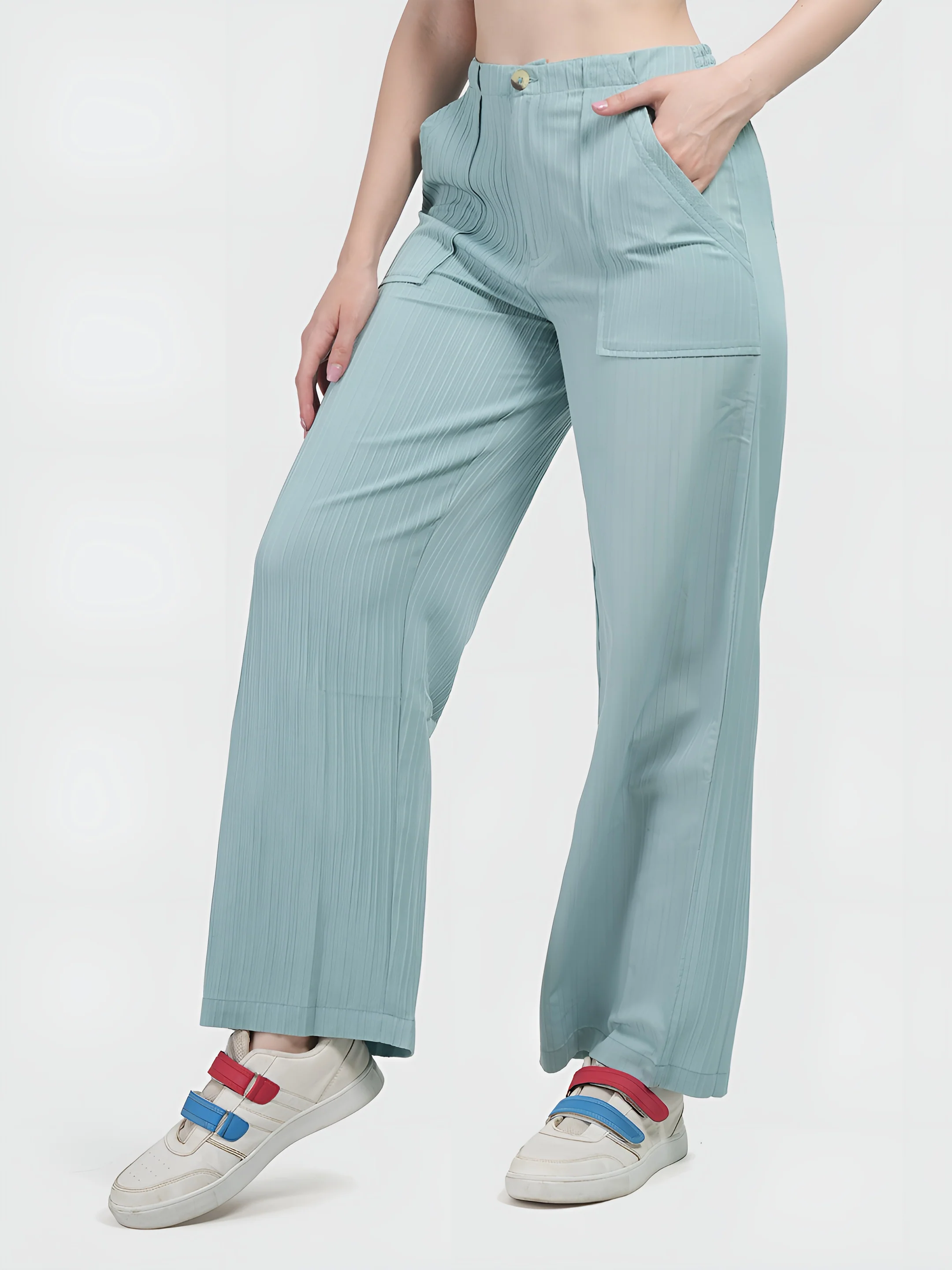 Mint  Colour | Women Formal Trousers Regular Fit - Image 3