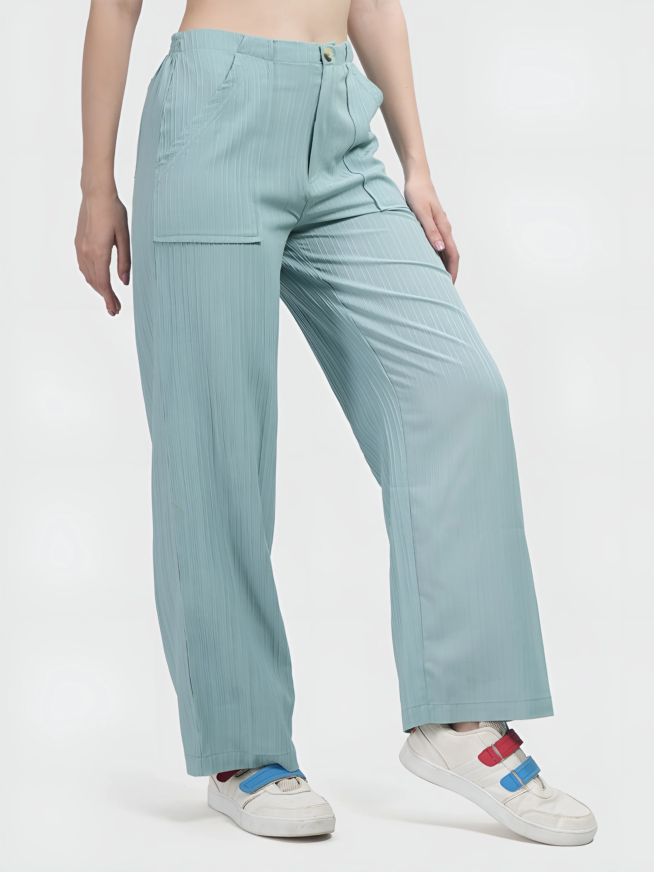 Mint  Colour | Women Formal Trousers Regular Fit - Image 4