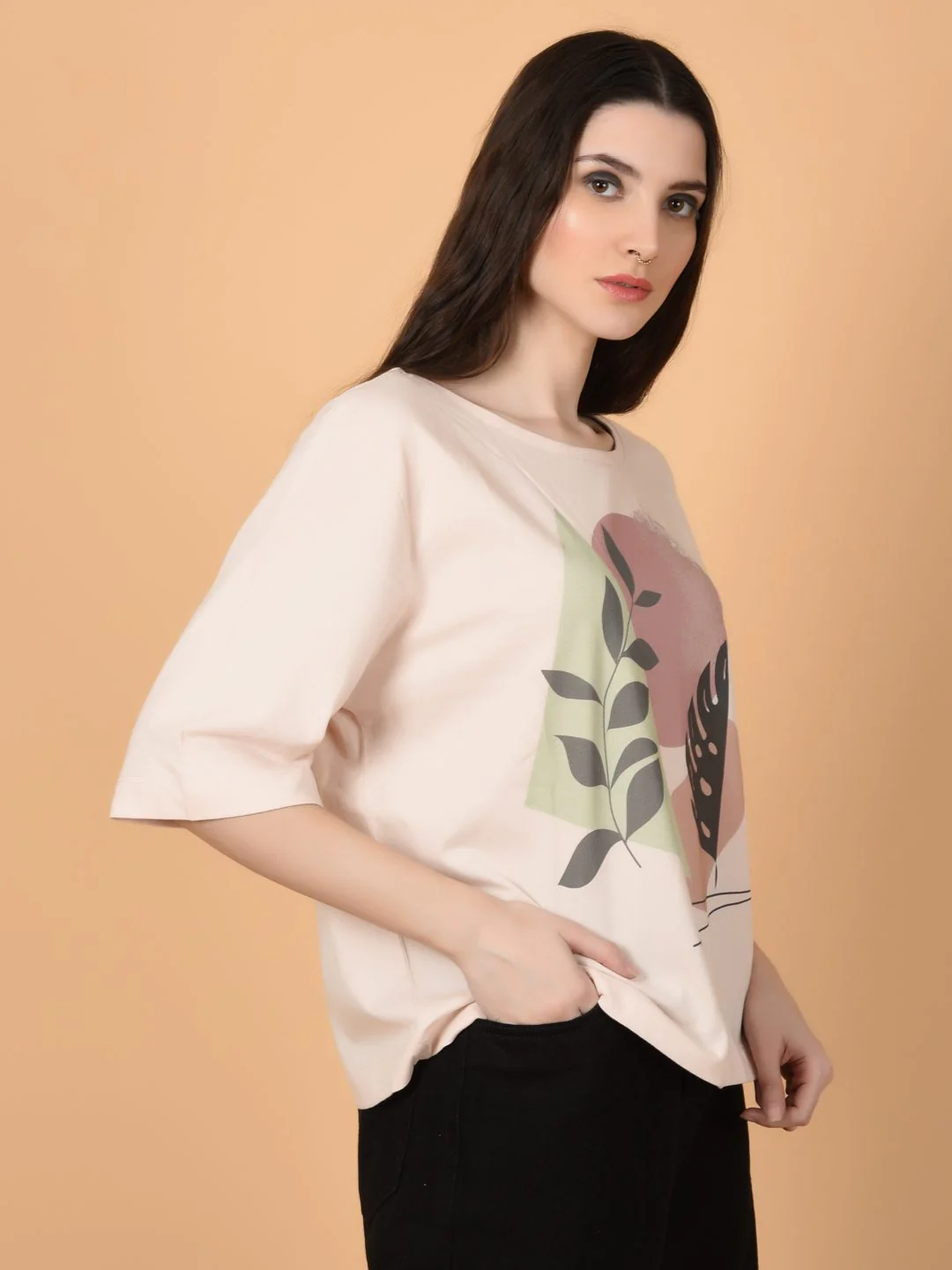 Flawless Trendy Printed Oversized Cotton T-Shirt for Women | MODERN ART - Image 3