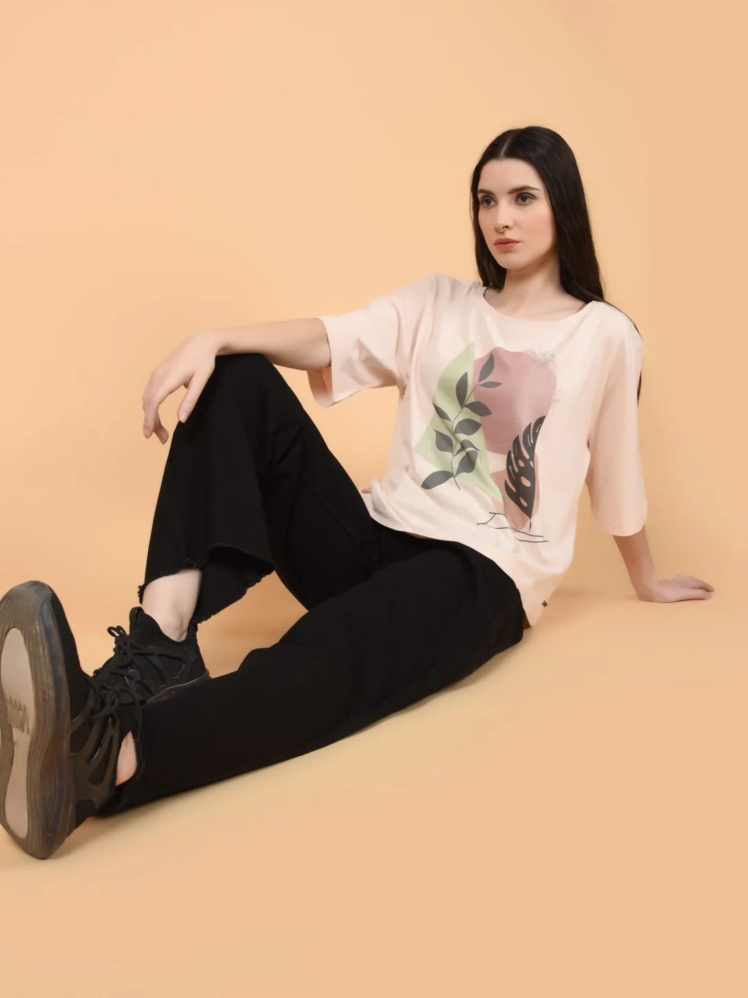 Flawless Trendy Printed Oversized Cotton T-Shirt for Women | MODERN ART - Image 5