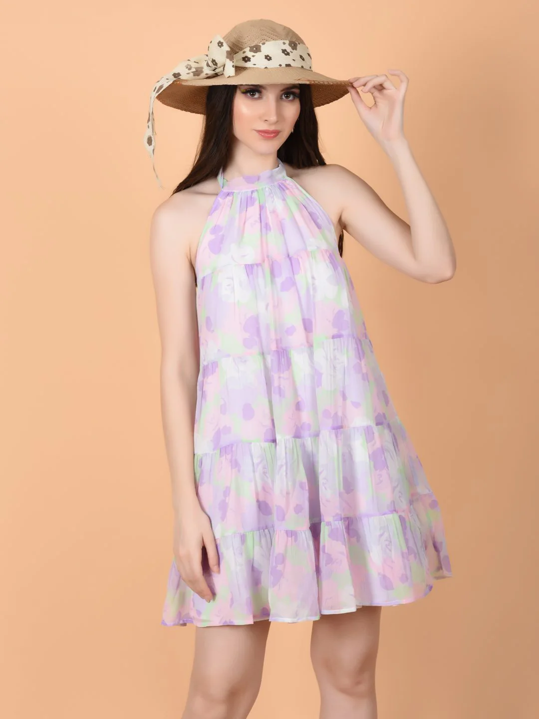 Flawless Floral Print Mini Dress for Women | PIXIMINI - Image 5