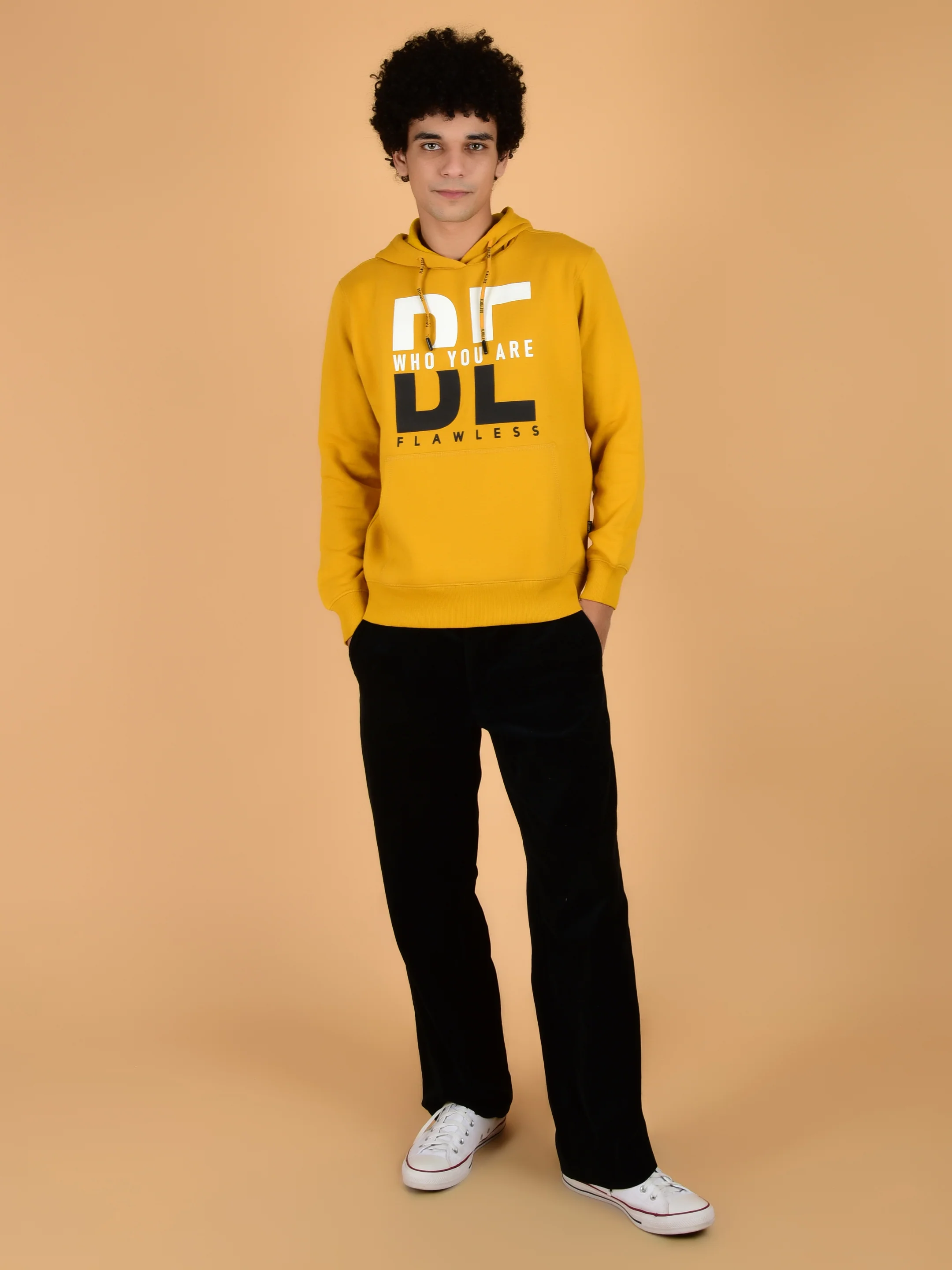 Flawless Men Winter Yellow Hoodie - Image 3