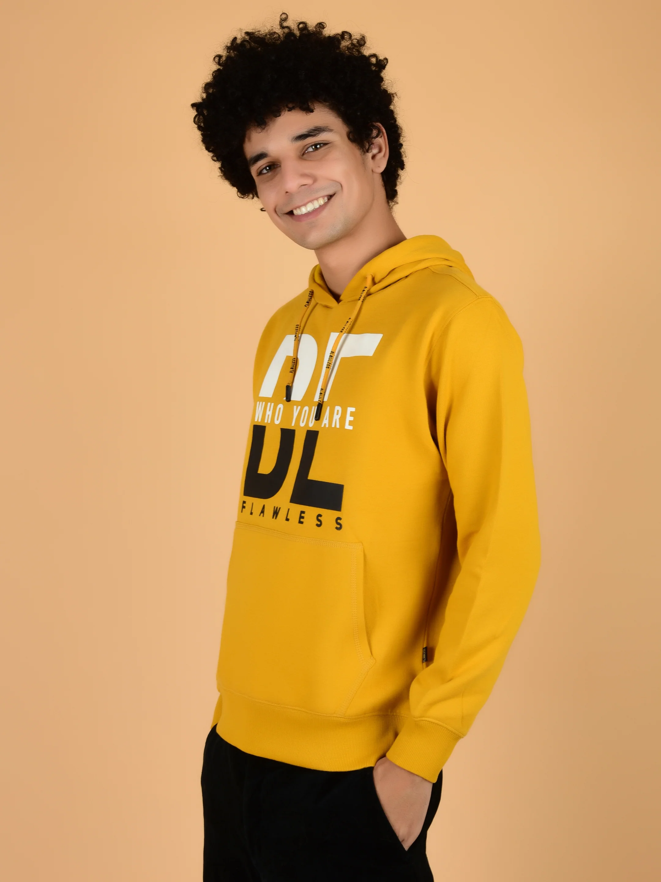 Flawless Men Winter Yellow Hoodie - Image 4