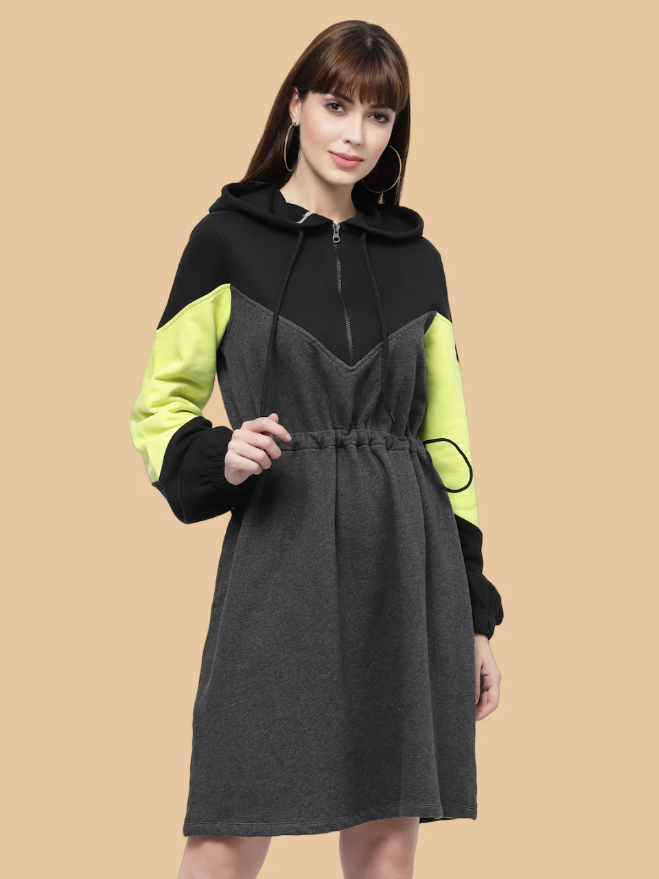 Flawless Neon and Black Sweatdress Dress  | KRISTY - Image 5
