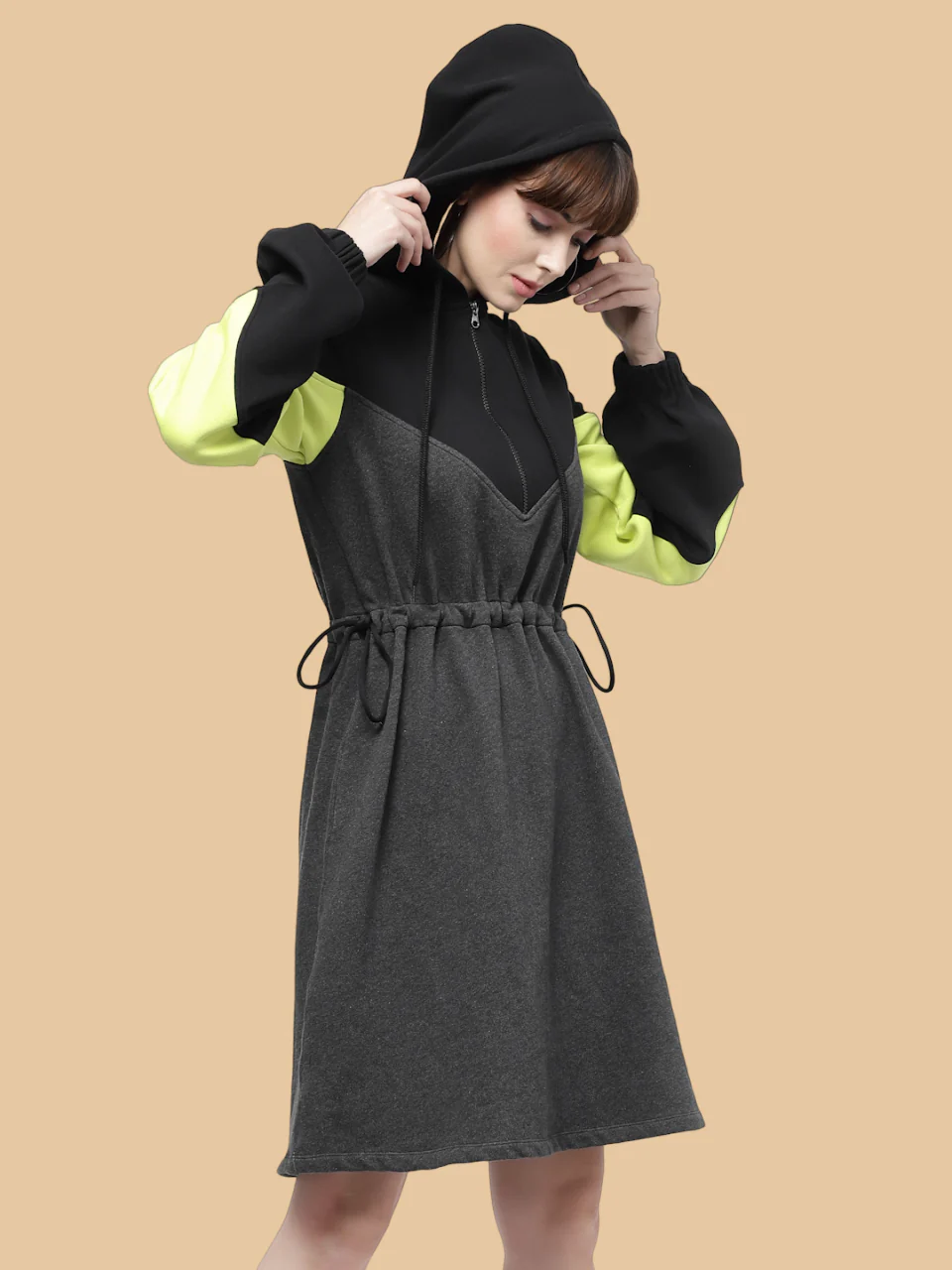 Flawless Neon and Black Sweatdress Dress  | KRISTY - Image 7