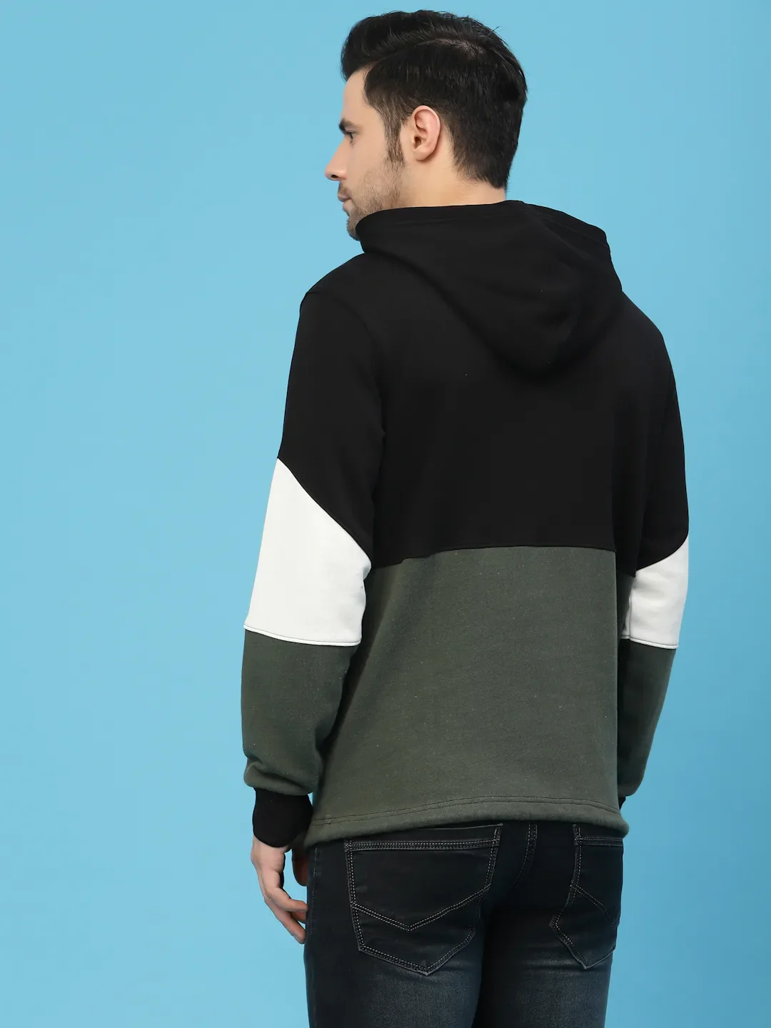 Flawless Men Olive Color Blocked Sweatshirt - Image 2