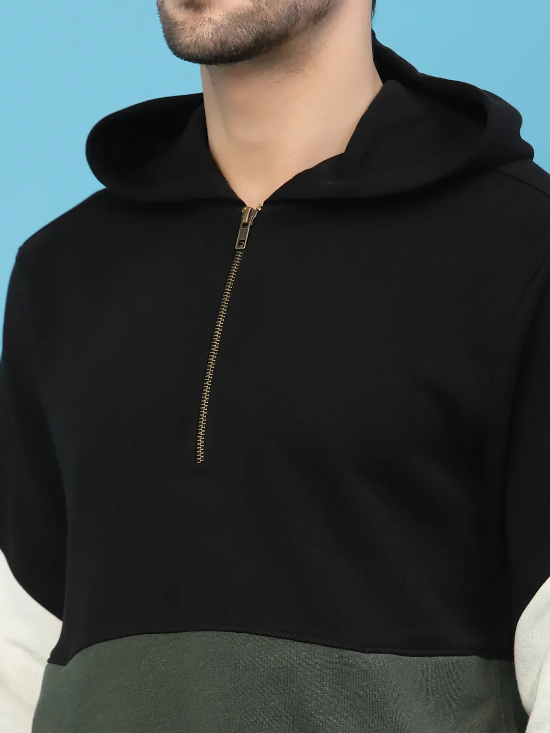 Flawless Men Olive Color Blocked Sweatshirt - Image 5