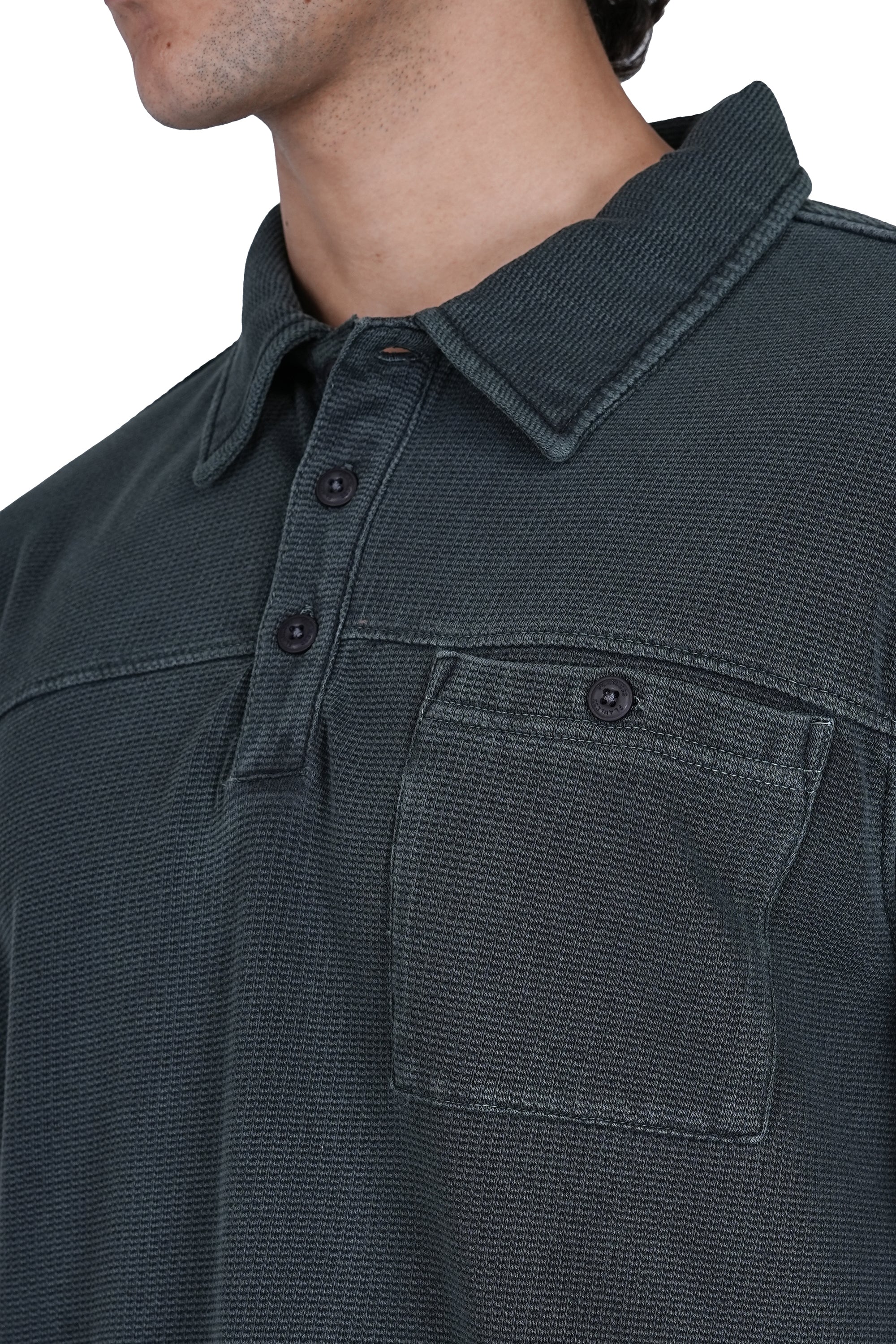 Olive Green Solid Polo Neck Cotton Blend Sweater - Relaxed Fit - Image 5