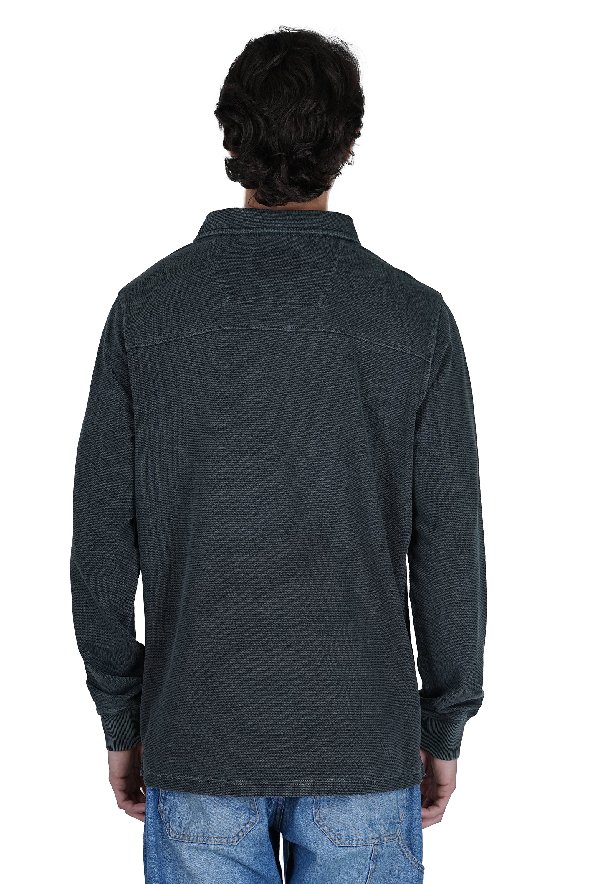 Olive Green Solid Polo Neck Cotton Blend Sweater - Relaxed Fit - Image 6