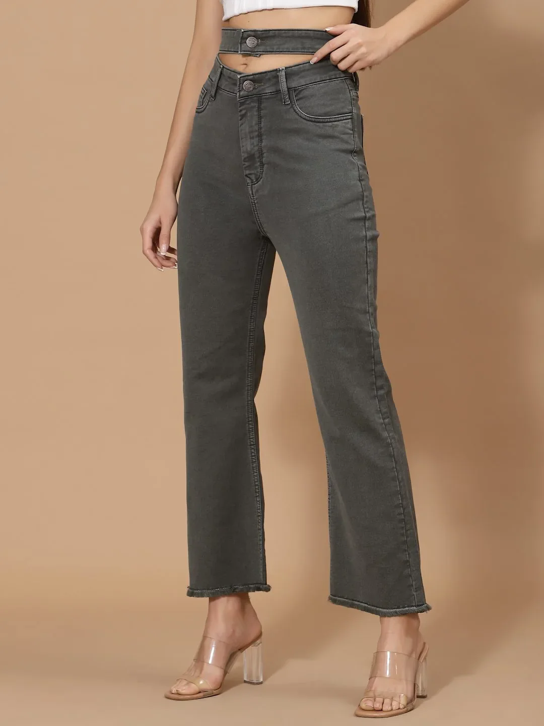 Flawless Women Olive Statement Depant Denim - Image 3