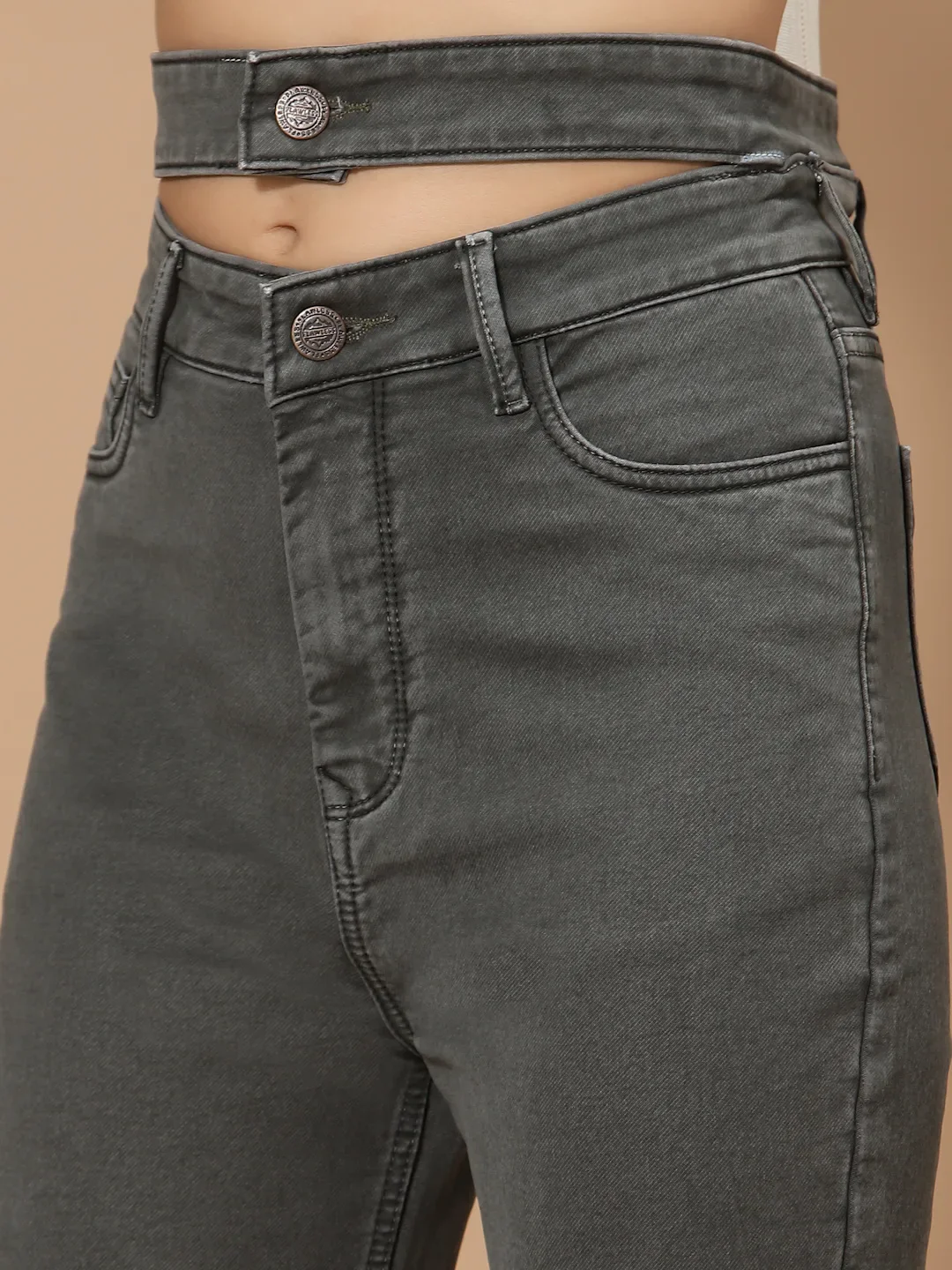Flawless Women Olive Statement Depant Denim - Image 4