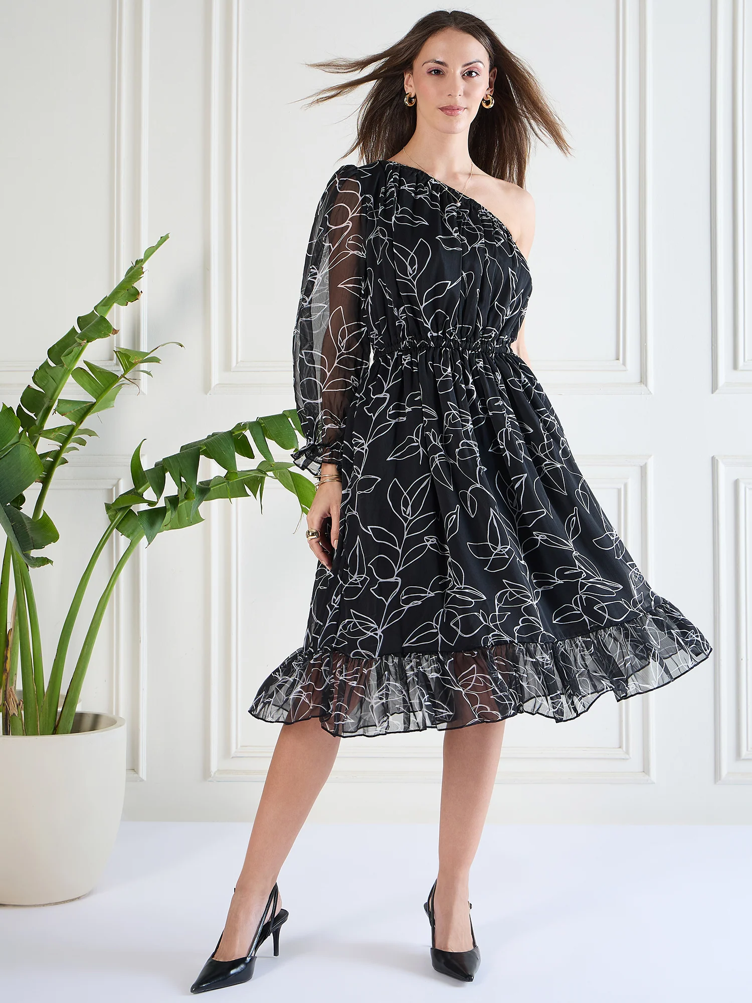 Flawless Trendy One Shoulder Dress For Women | JINGLE - Image 3