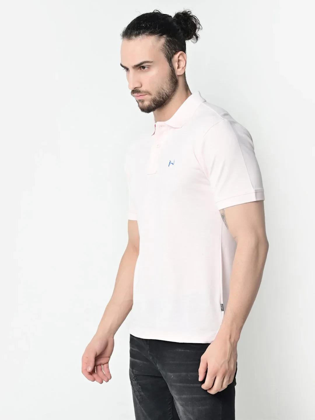 Flawless Men Organic Aesthetic Pink Polo T-Shirt - Image 3