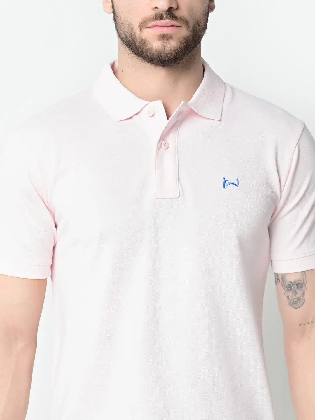 Flawless Men Organic Aesthetic Pink Polo T-Shirt - Image 4