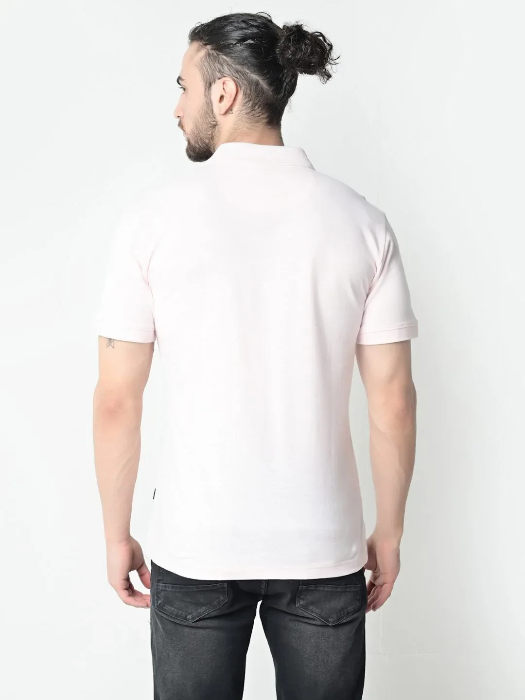 Flawless Men Organic Aesthetic Pink Polo T-Shirt - Image 5