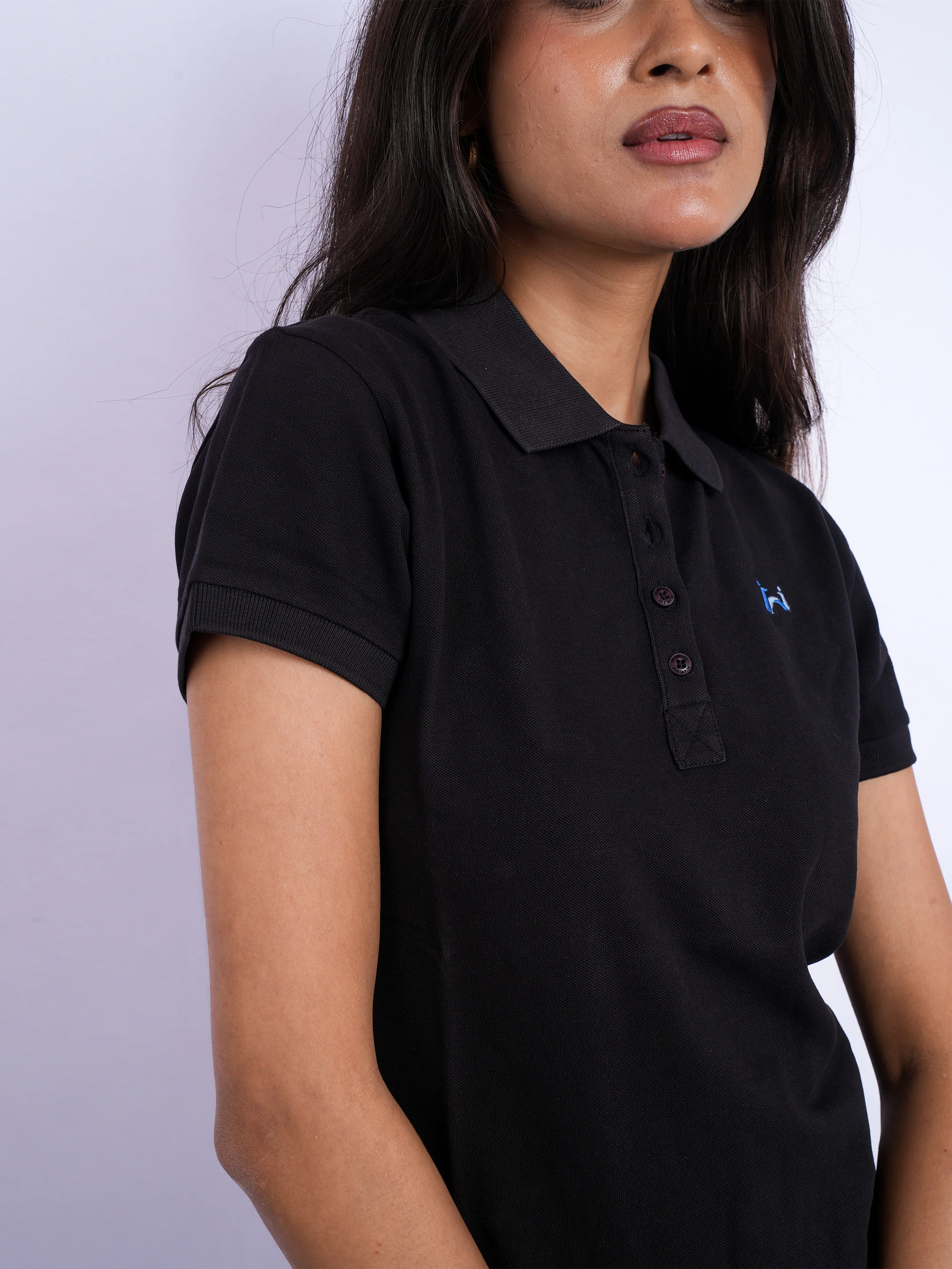 Flawless Women Black Bum Organic Polo T-Shirt - Image 4