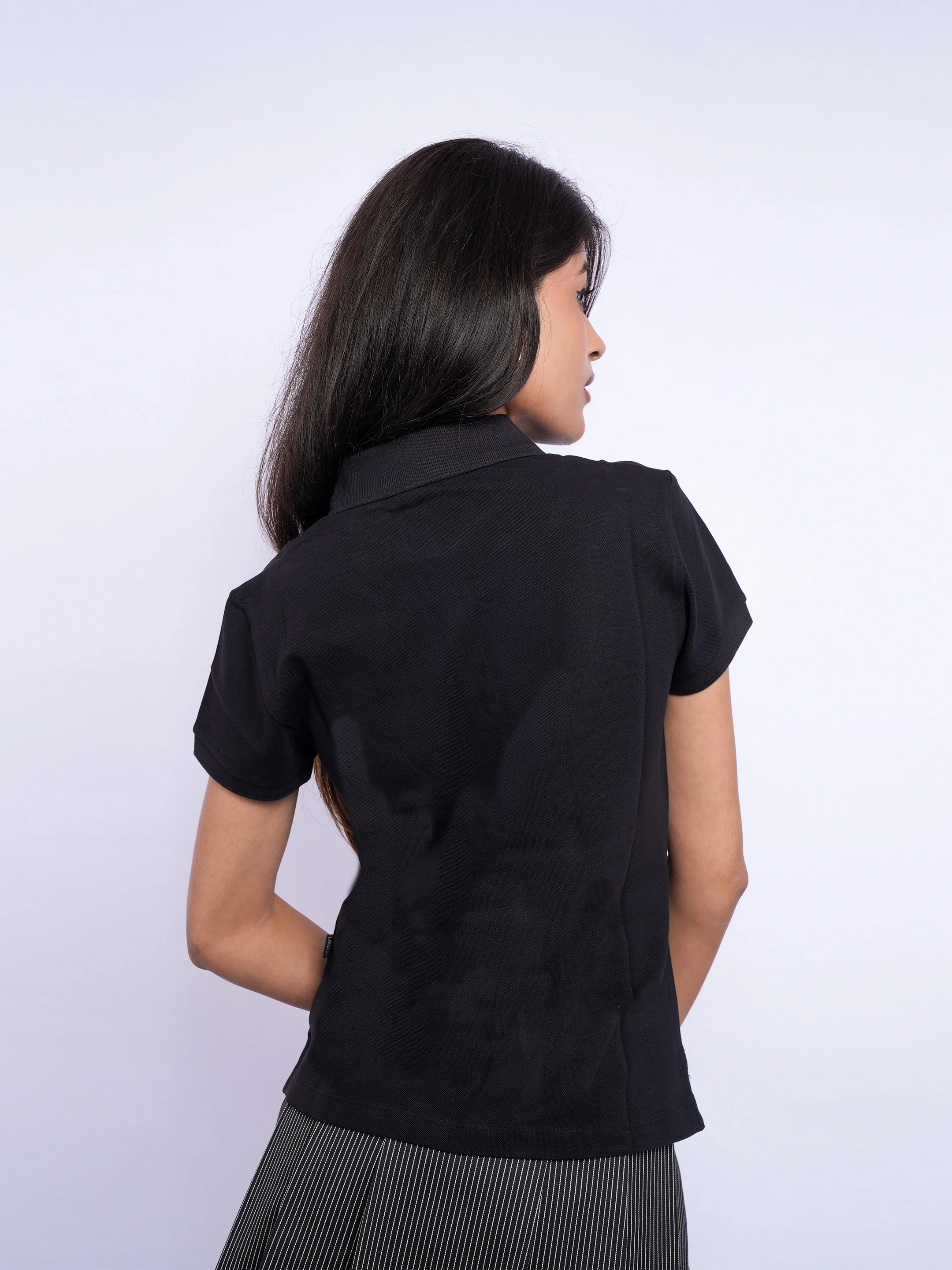 Flawless Women Black Bum Organic Polo T-Shirt - Image 5