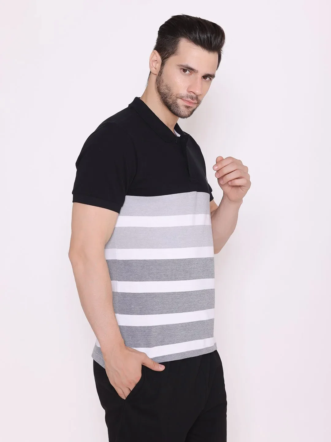 Flawless Men Organic Black Polo T-Shirt | SLATE - Image 4