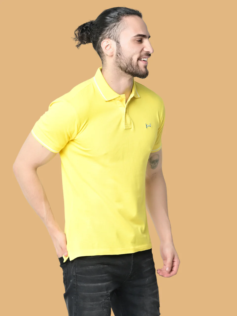 Flawless Bright Side Yellow Organic Polo T-Shirt - Image 4