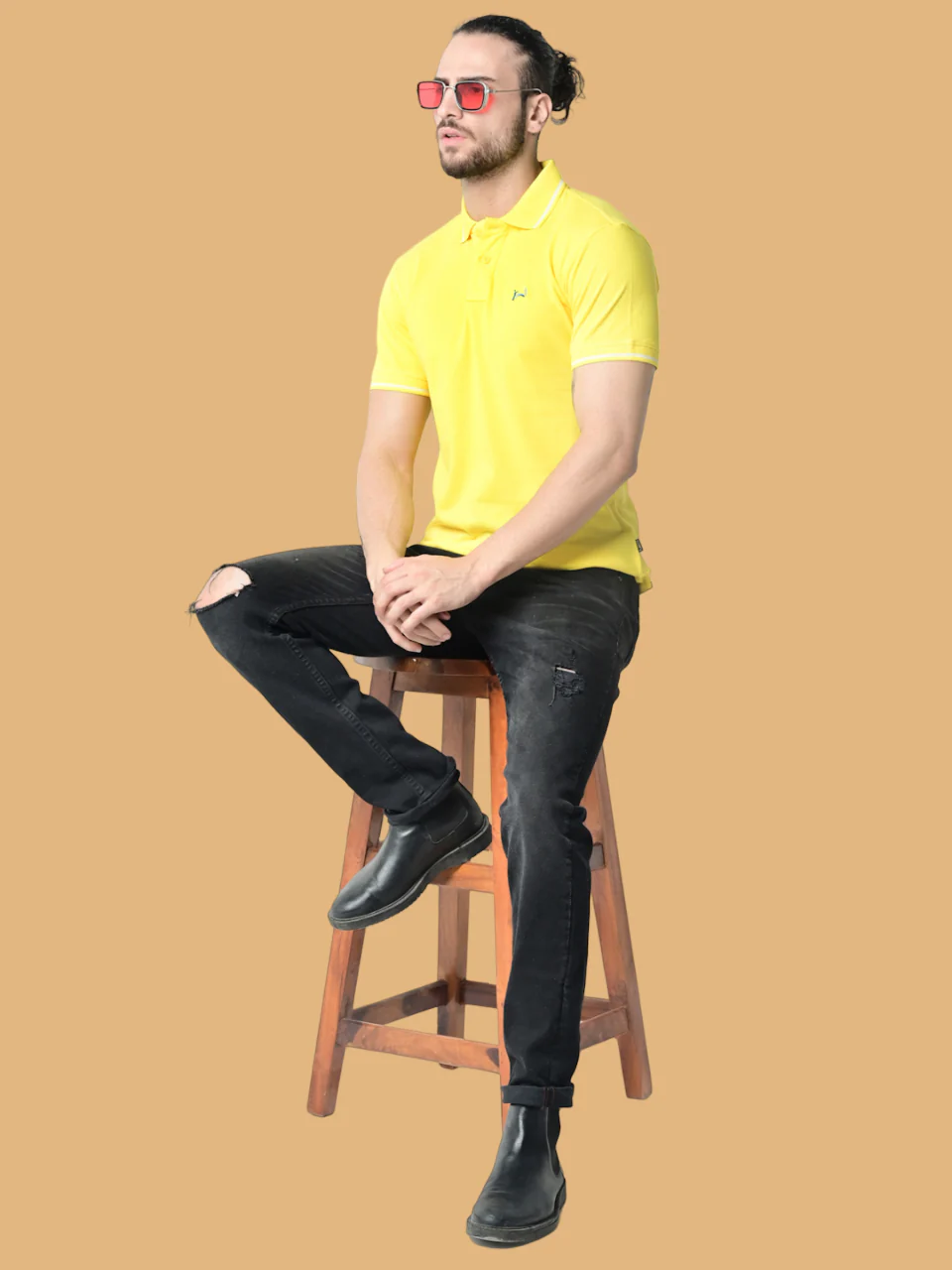 Flawless Bright Side Yellow Organic Polo T-Shirt - Image 5