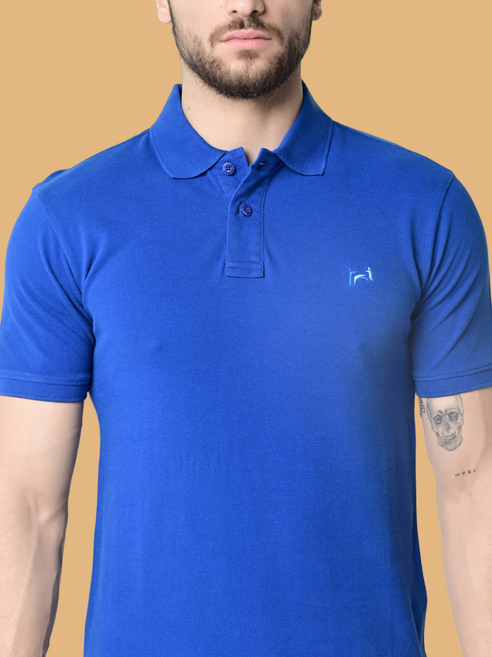 Flawless Men Bug Blue Organic Polo T-Shirt - Image 3