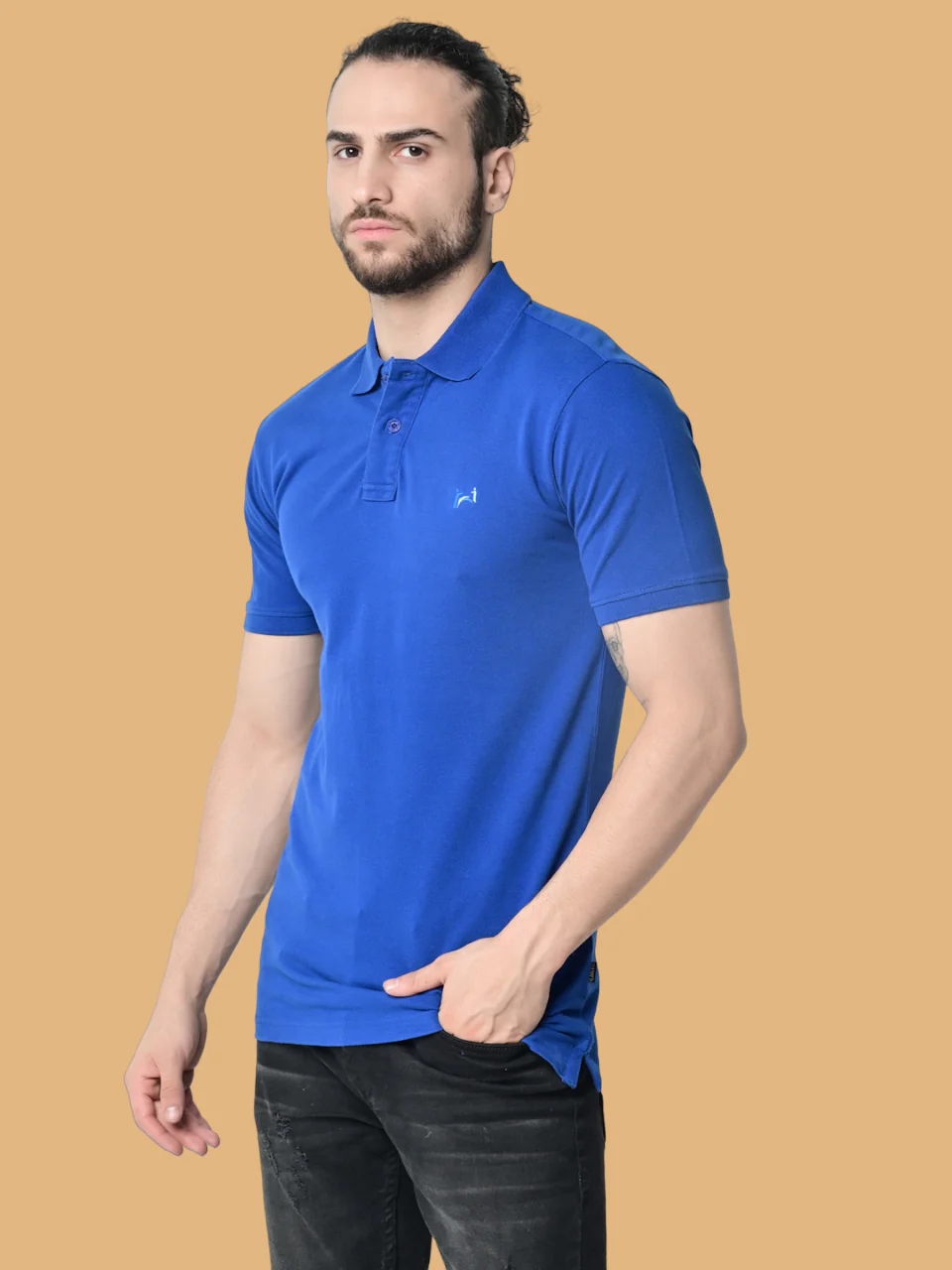 Flawless Men Bug Blue Organic Polo T-Shirt - Image 4