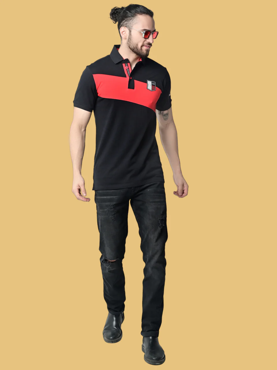 Flawless Men Danger Red Organic Polo T-Shirt - Image 5