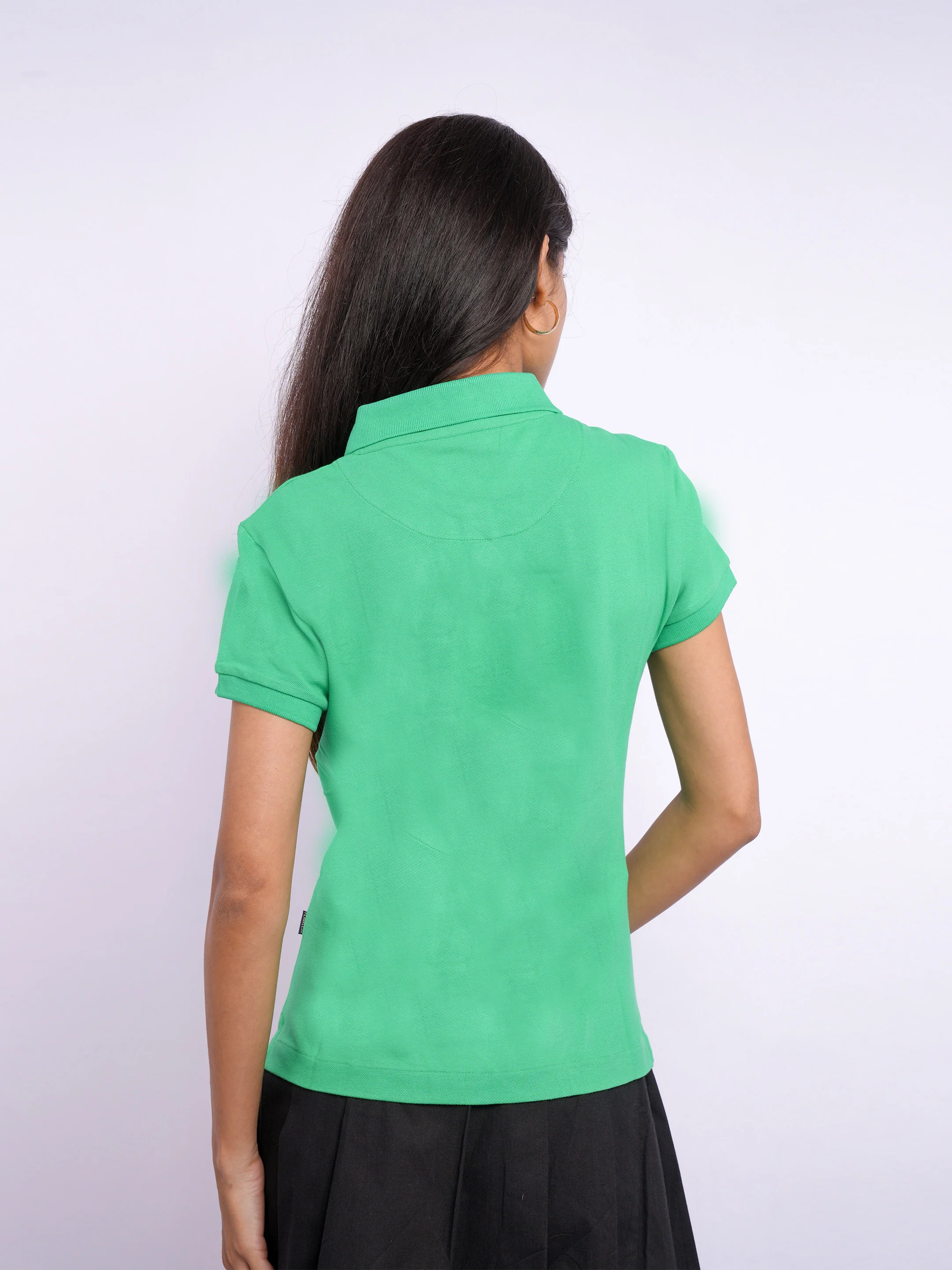 Flawless Women Guava Green Organic Polo T-Shirt - Image 7