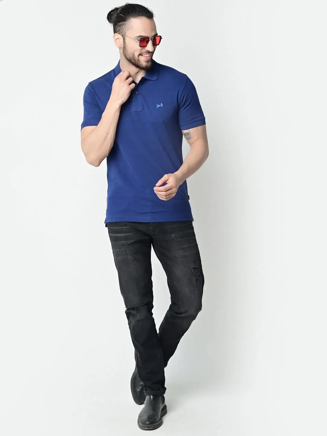 Flawless Men Navy Organic Polo T-Shirt - Image 5