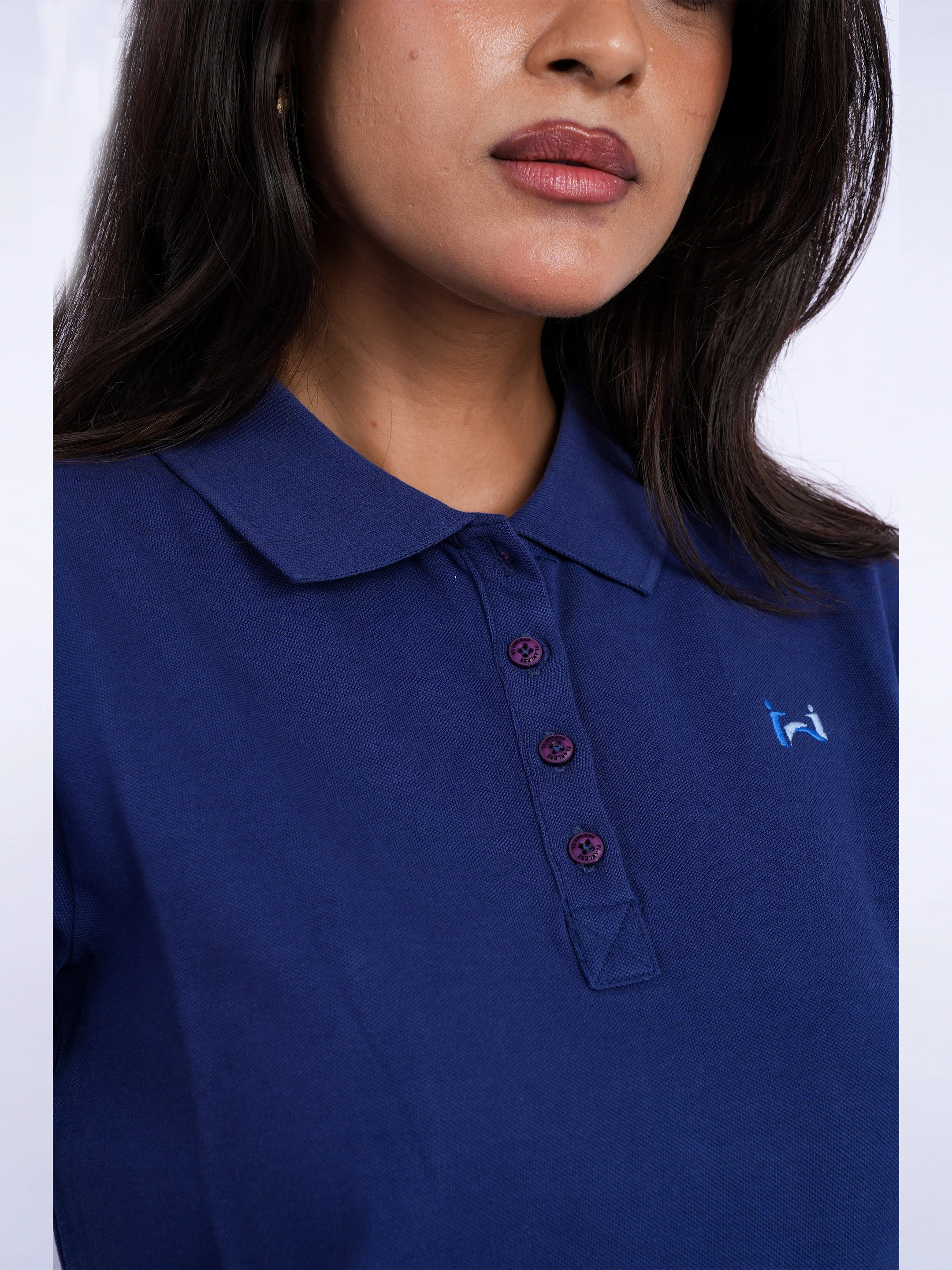 Flawless Women Organic Navy Polo T-Shirt - Image 5
