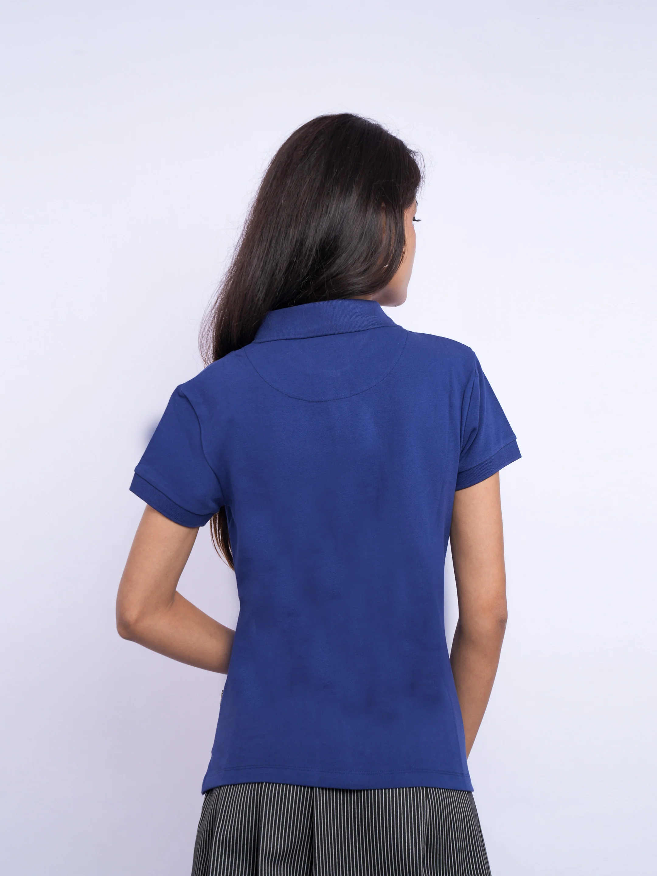 Flawless Women Organic Navy Polo T-Shirt - Image 6