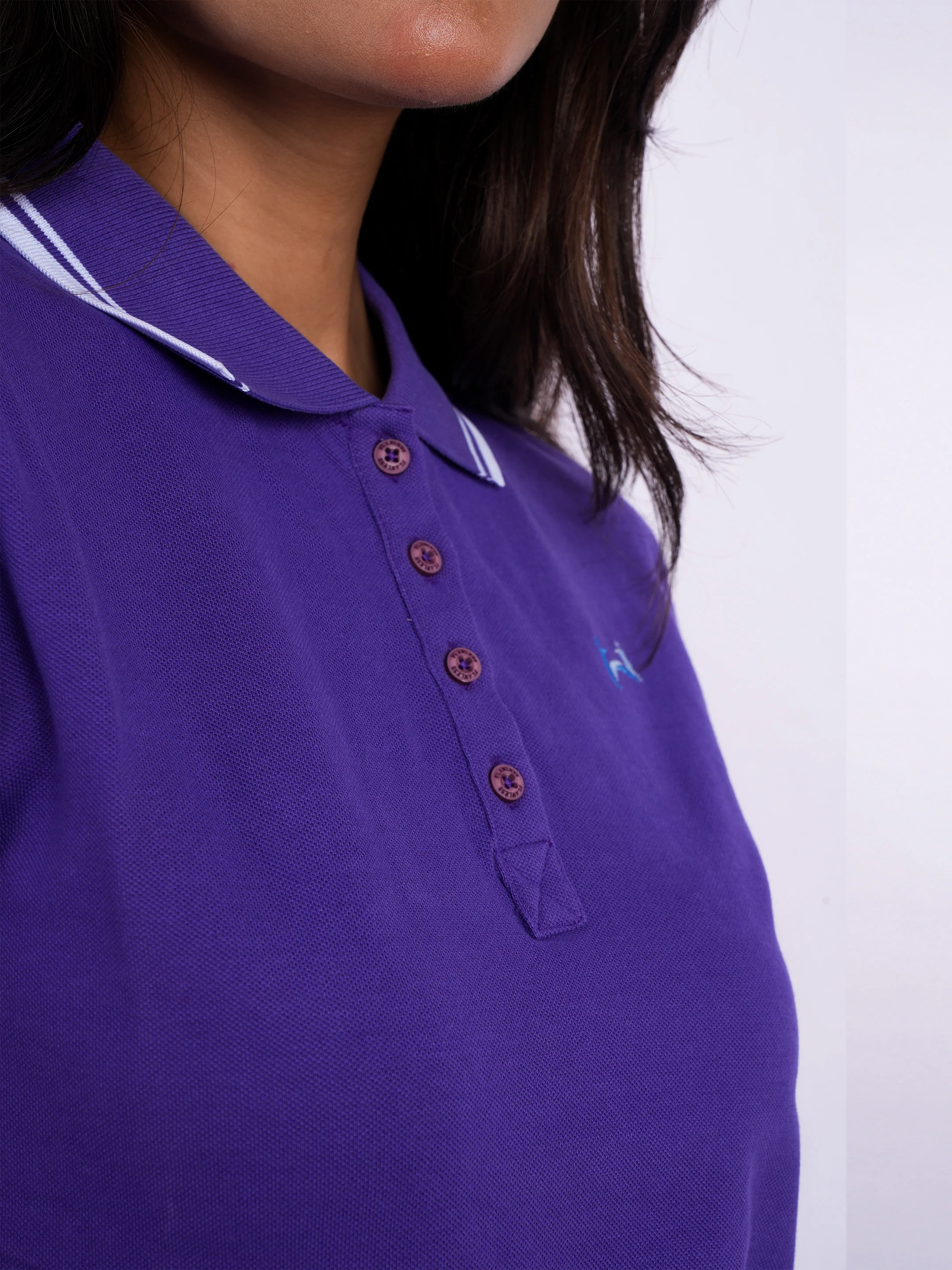 Flawless Women Perky Purple Organic Polo T-Shirt - Image 6