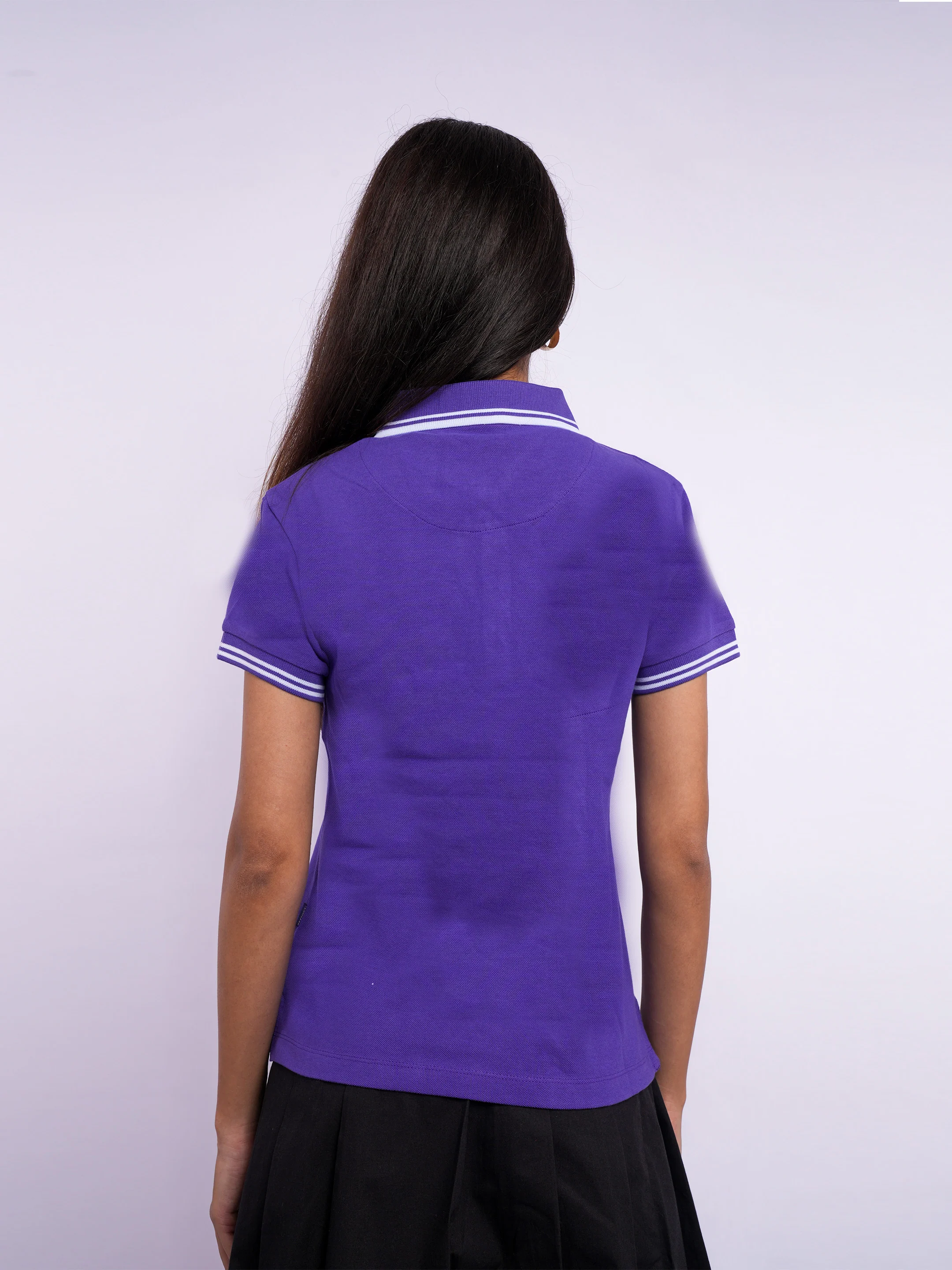 Flawless Women Perky Purple Organic Polo T-Shirt - Image 7