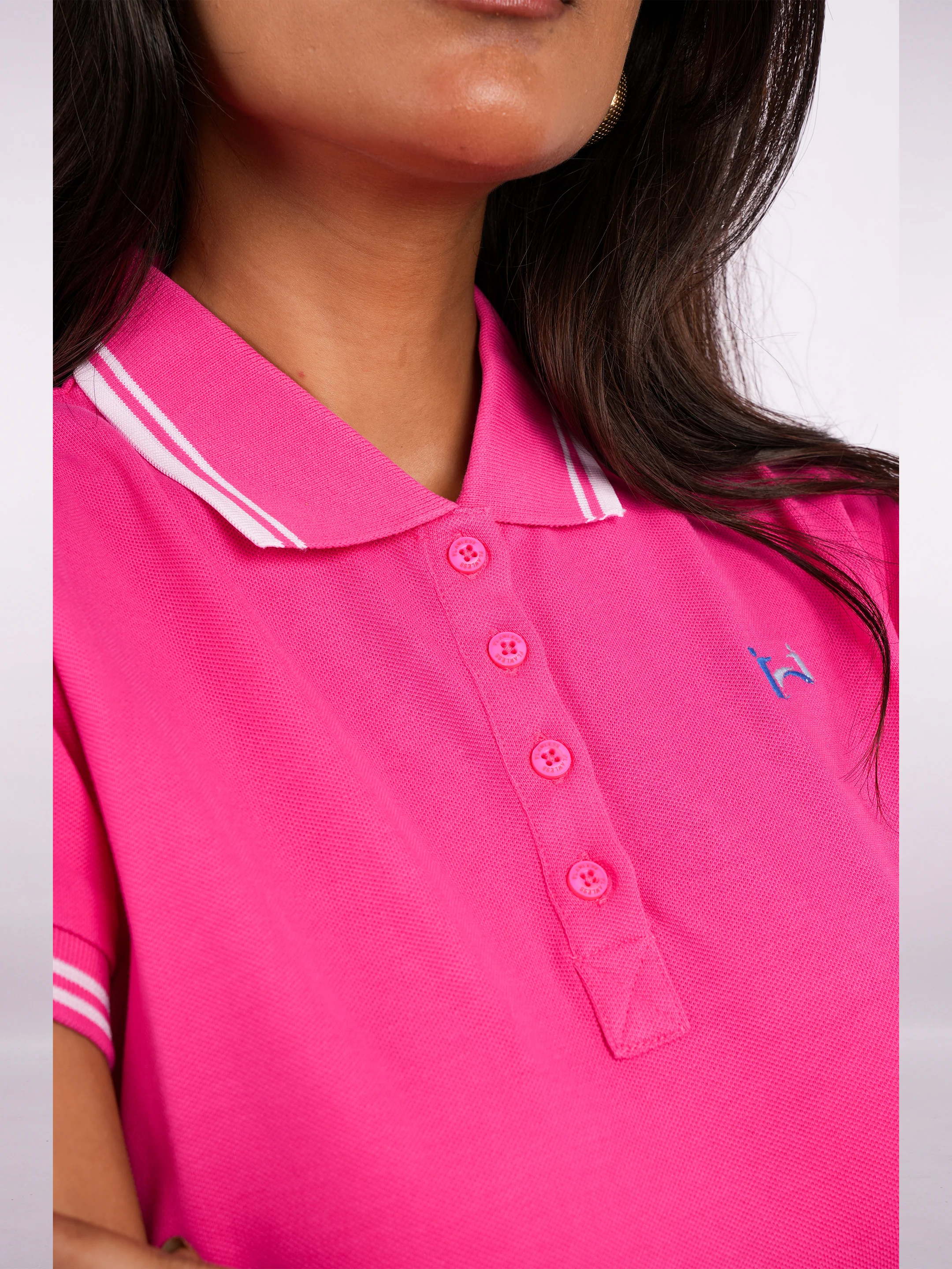 Flawless Women Pink Organic Polo T-Shirt - Image 6